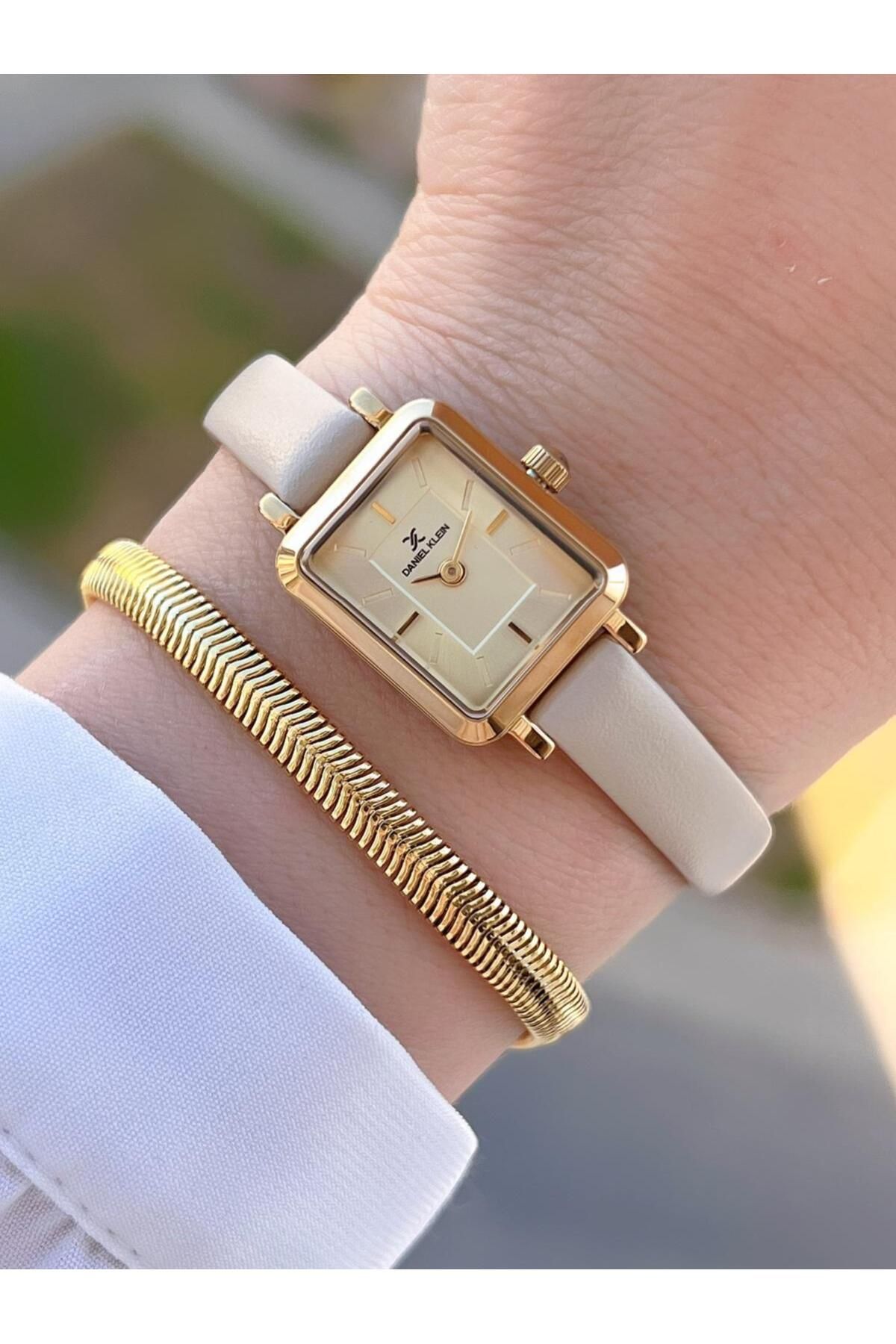 Daniel Klein 18 mm Mini Kasa Retro Vintage Deri Kordon 2 Yıl Garantili Kadın Kol Saati 10862.3