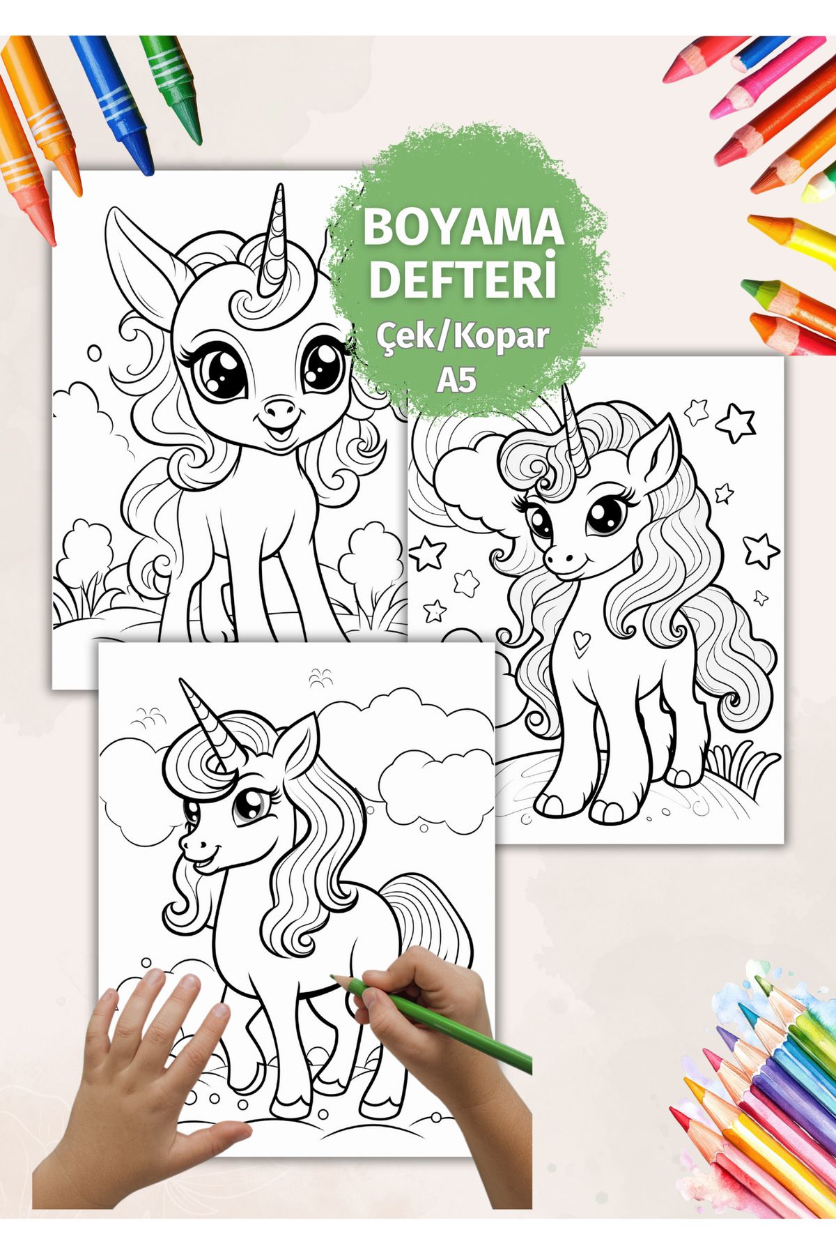 VORACRAFT Unicorn Çek / Kopar Boyama Kitabı Set By003