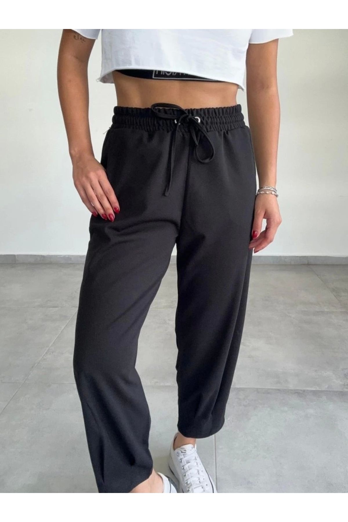 Butik Kadın Dalgıç Krep Full Likralı Paçası Pens Detay Pantolon