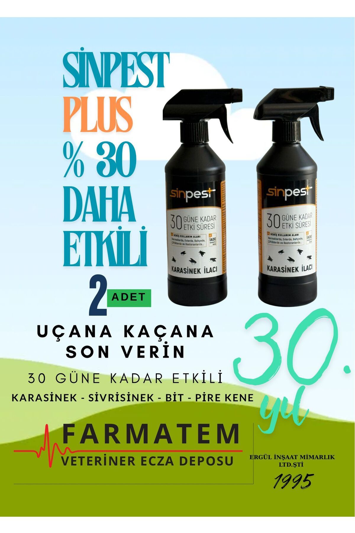 sinpestplus SİNPEST PLUS % 30 DAHA ETKİLİ 2 ADET 500ML