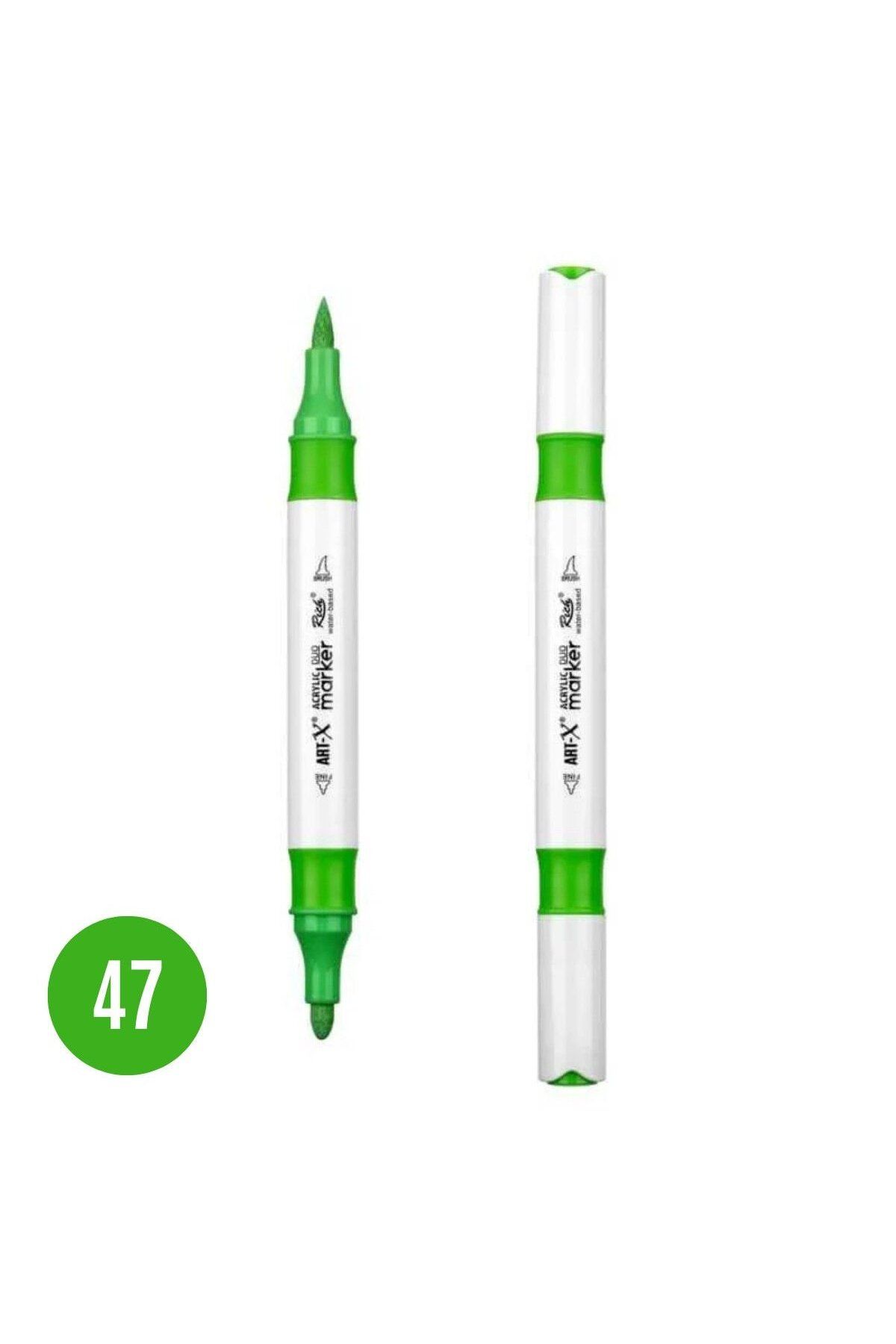 Art Tone ART-X Çift Fırça Uçlu Akrilik Bazlı Marker Kalem 47 Açık Yeşil
