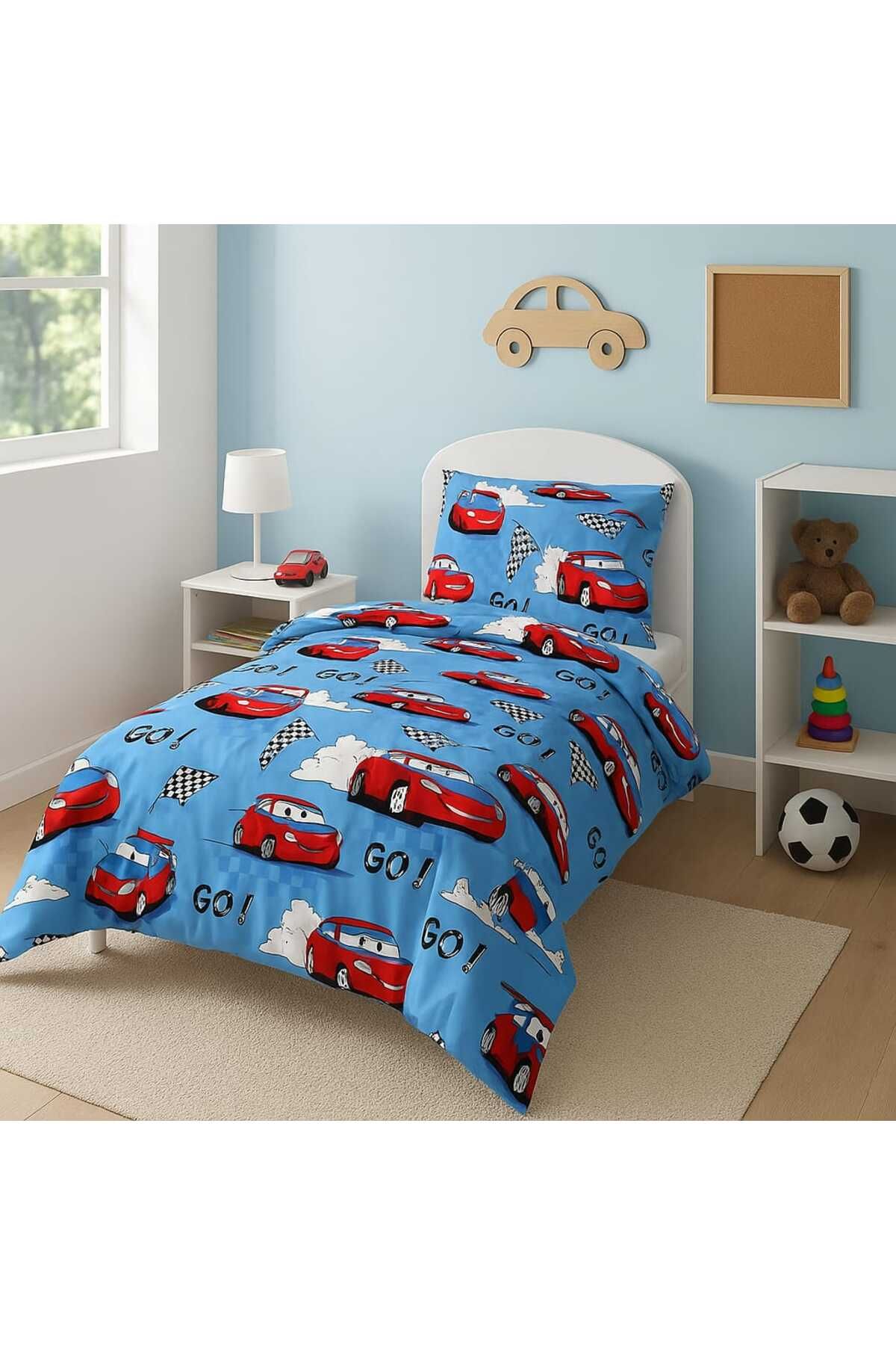 Loova 2 Adet Yastık kılıfı araba desenli çocuk-bebek yastık kılıfı 50*70 ebat %100 pamuklu