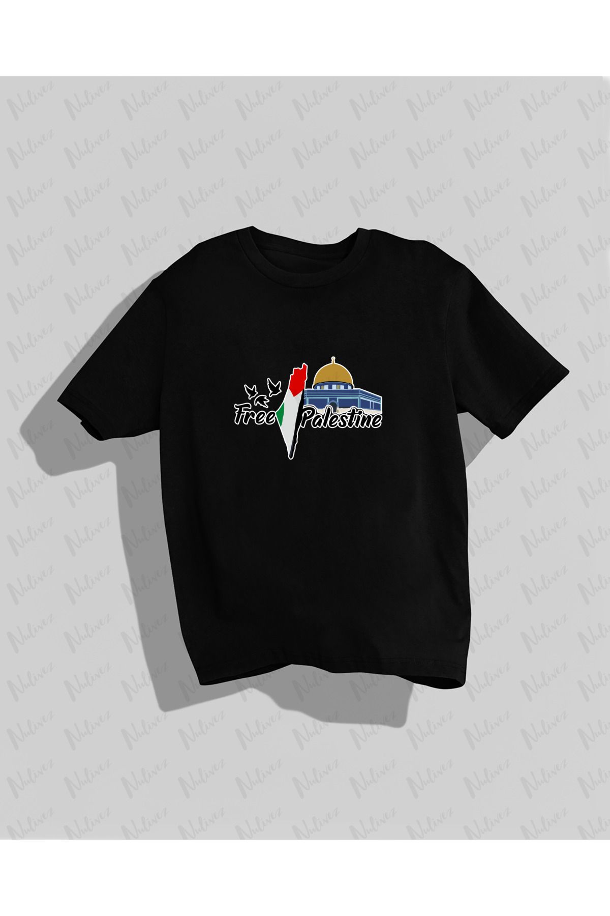 Nulivez Filistin Tasarımı Baskılı Yüksek Kalite Kompakt Unisex Oversize T-Shirt