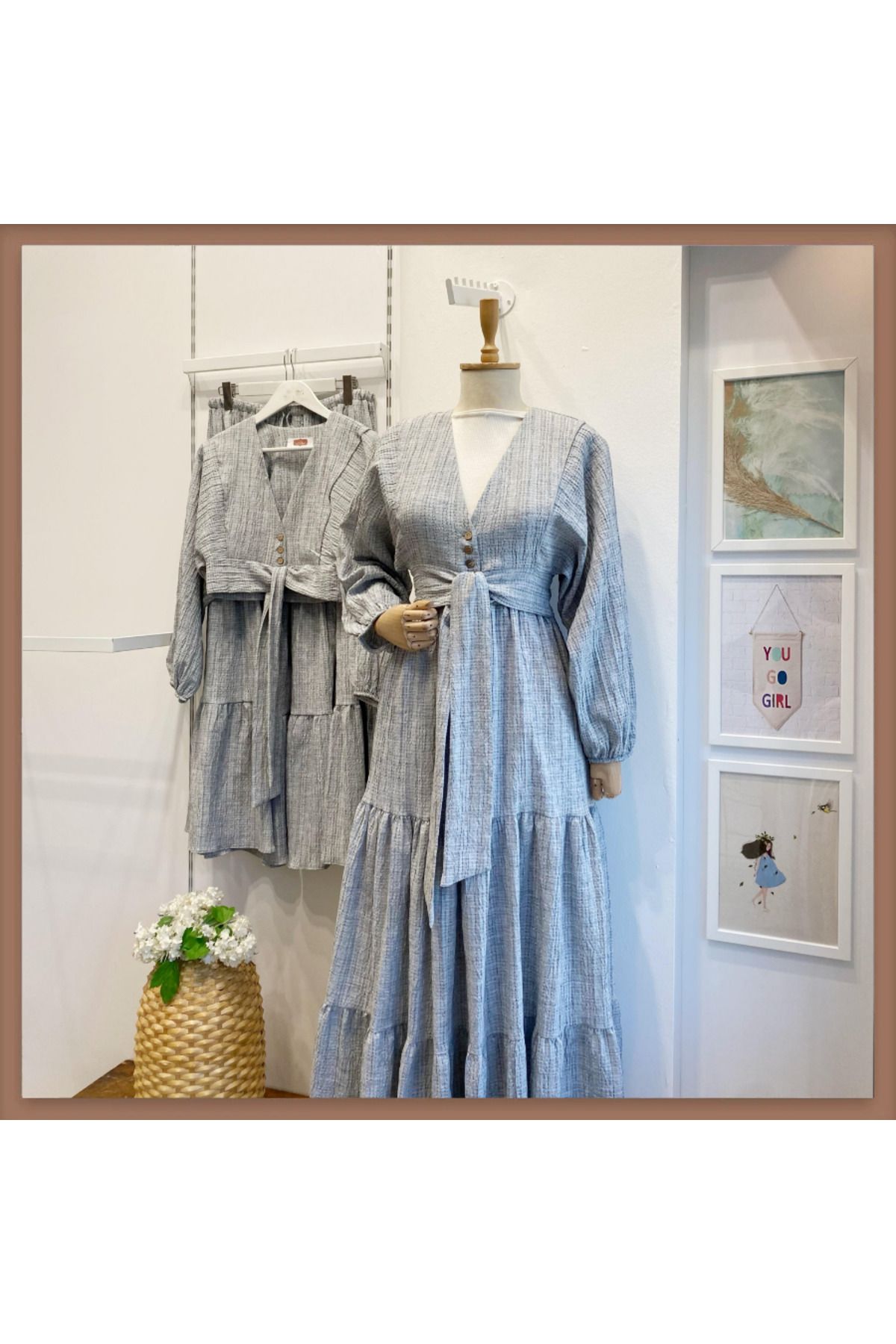 Faya Boutique Antrasit Balon Kol Etekli Kirinkıl Takım