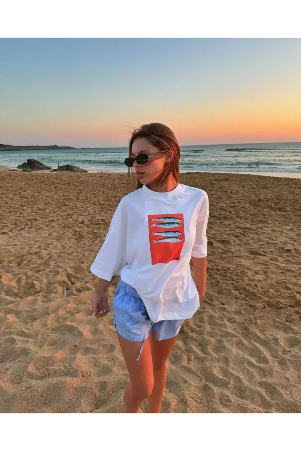JANSO GROUP KADIN PAMUKLU BASKILI HAPP VIBES KISA KOLLU TSHIRT OVERSİZE BÜYÜK BEDEN