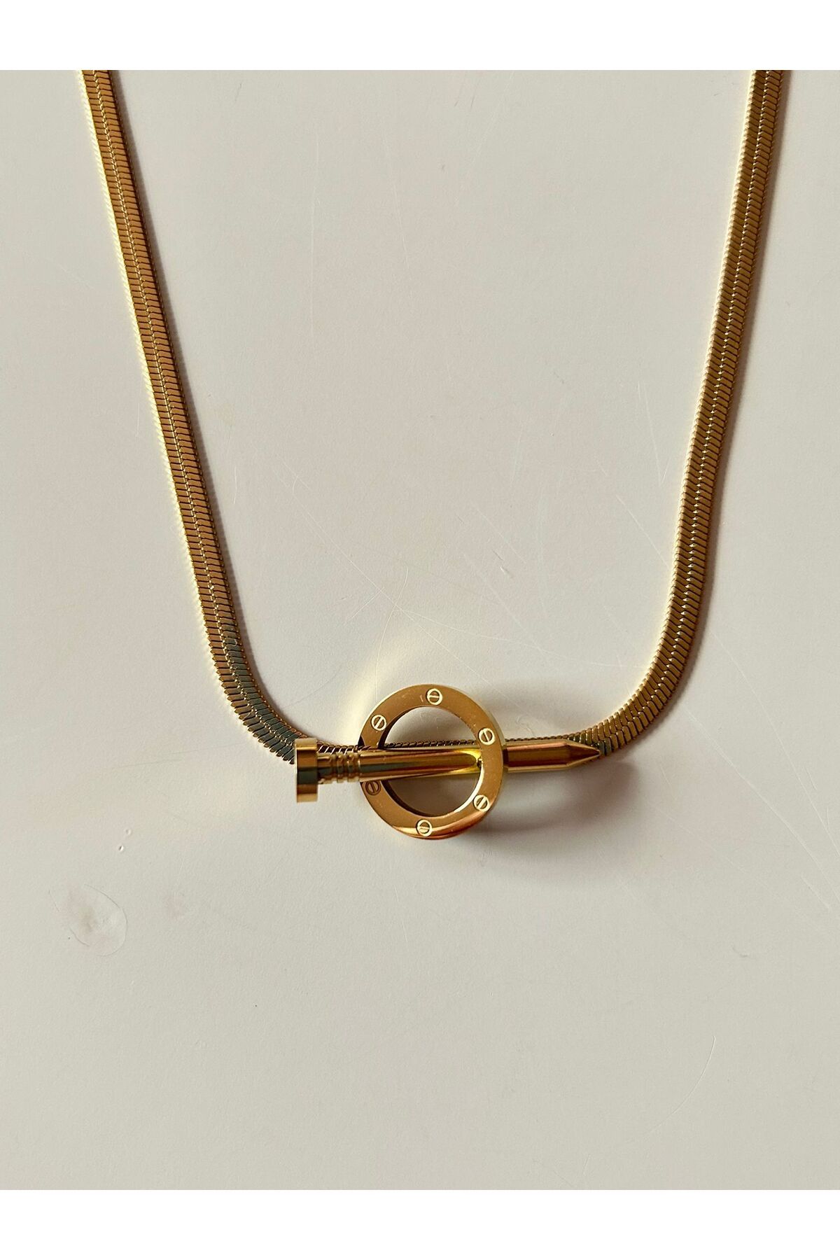 Cheecky Chic İpekish | Cartier, Çivi Model, Gold, Paslanmaz Çelik Kolye | Ayarlanabilir İtalyan Zincirli