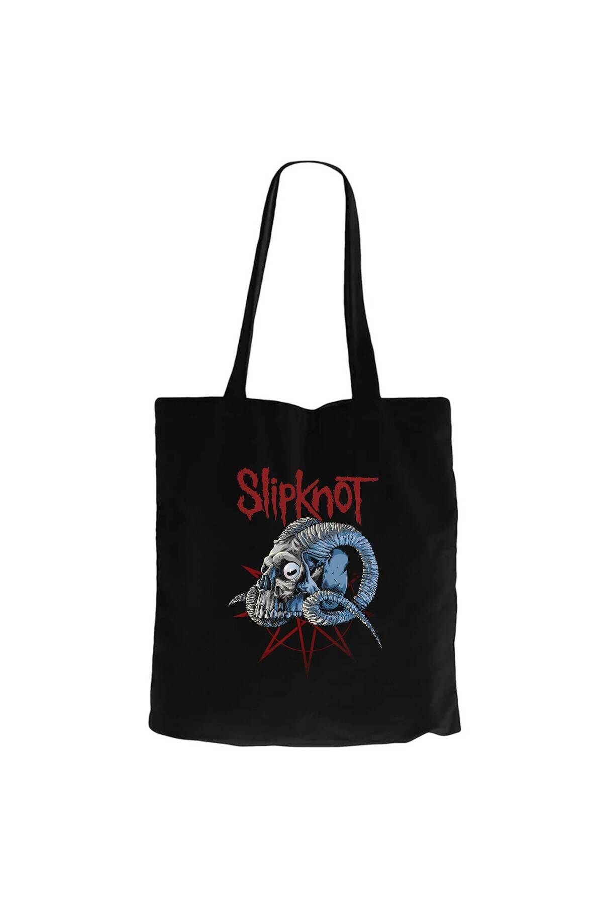 Z zepplin Slipknot Ram Head Siyah Kanvas Bez Çanta
