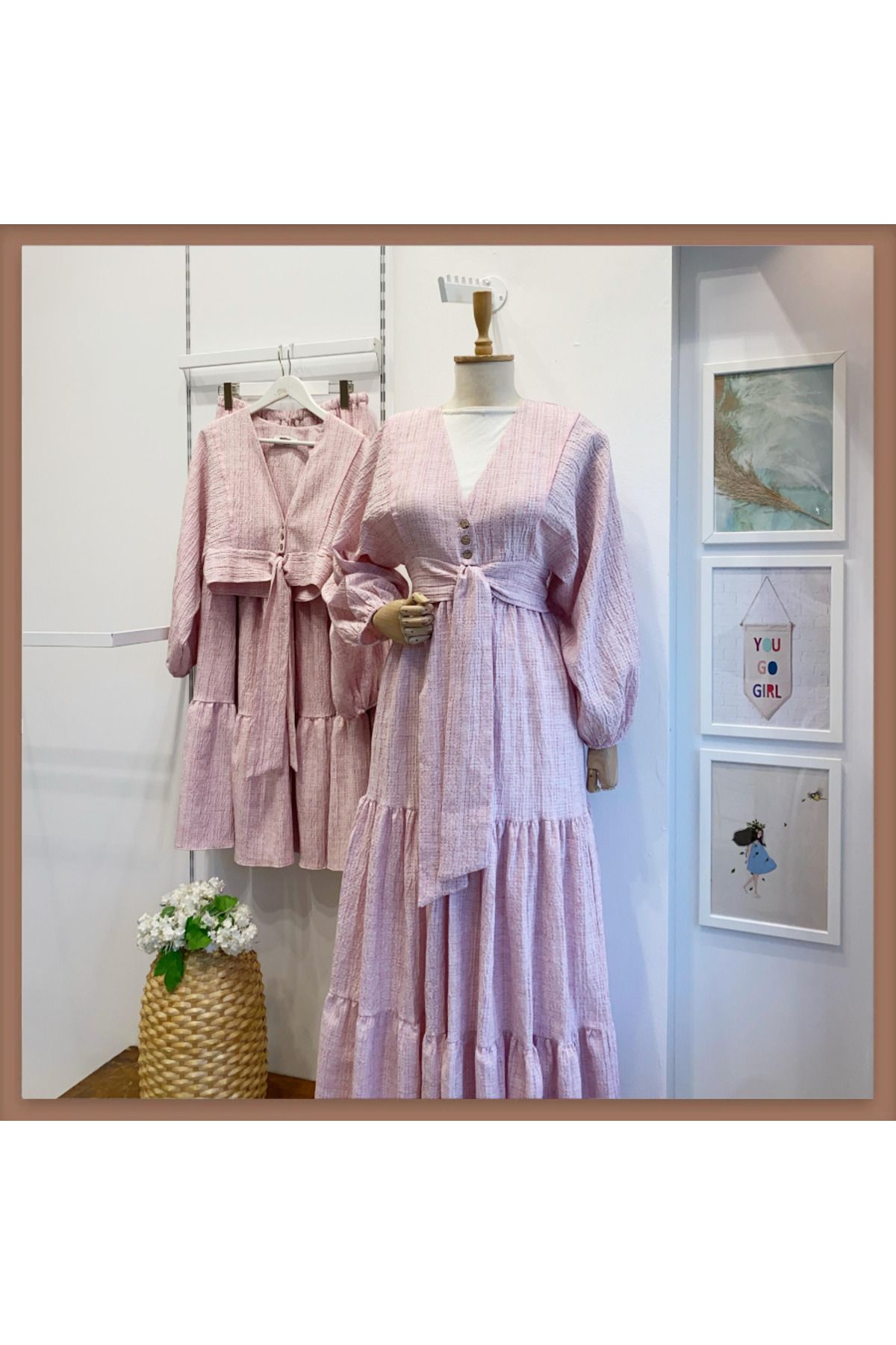 Faya Boutique Pembe Balon Kol Etekli Kirinkıl Takım
