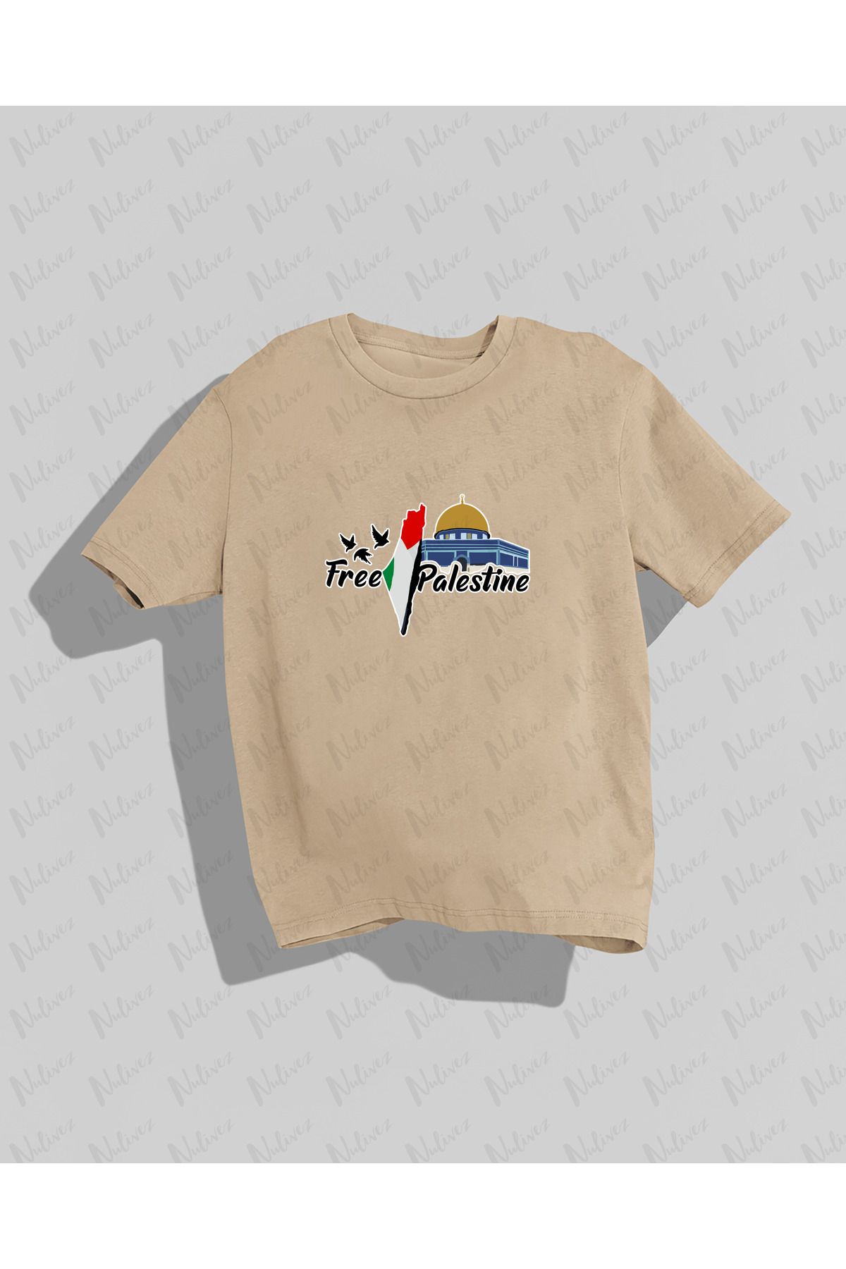 Nulivez Filistin Tasarımı Baskılı Yüksek Kalite Kompakt Unisex Oversize T-Shirt