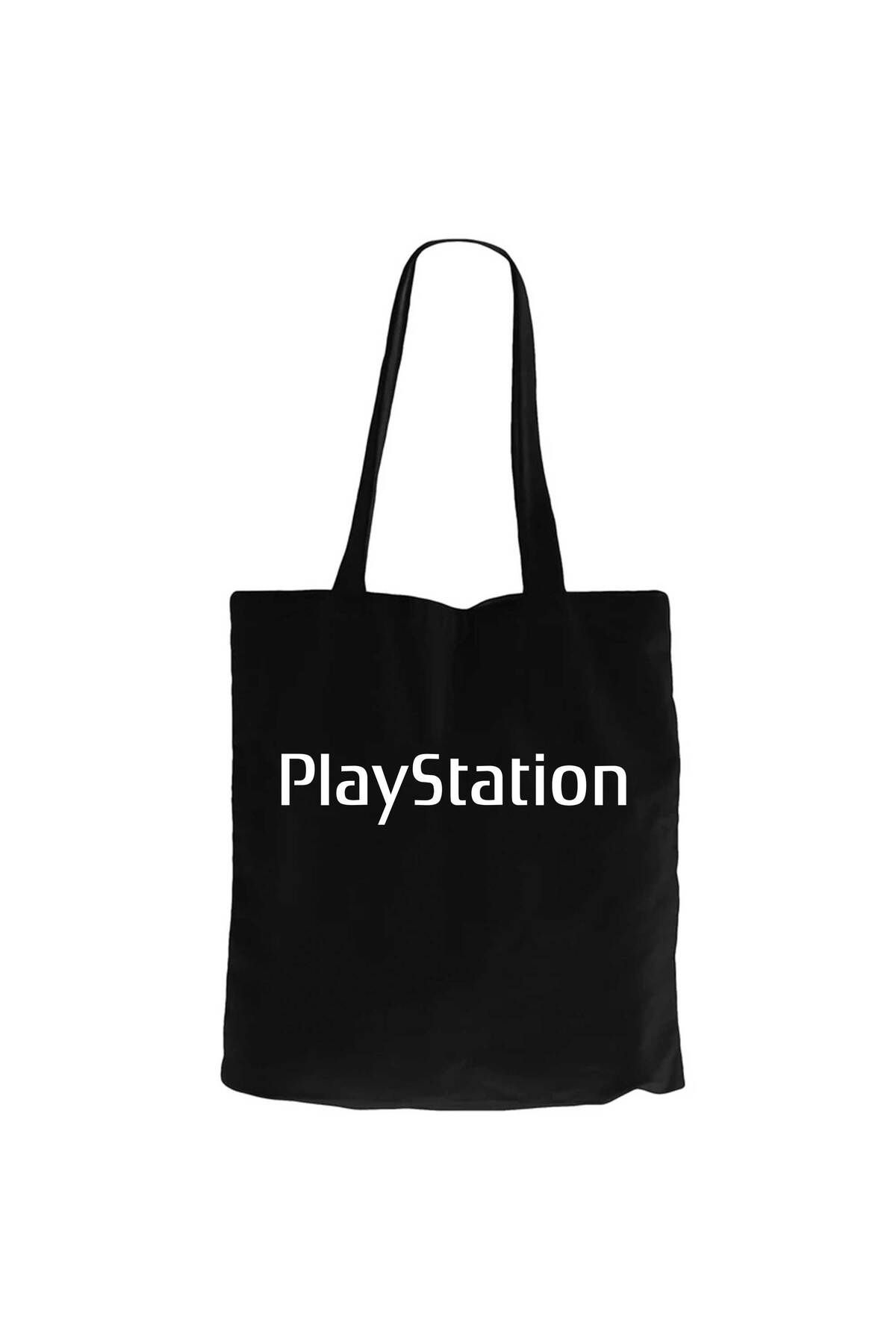 Z zepplin Playstation Text Siyah Kanvas Bez Çanta