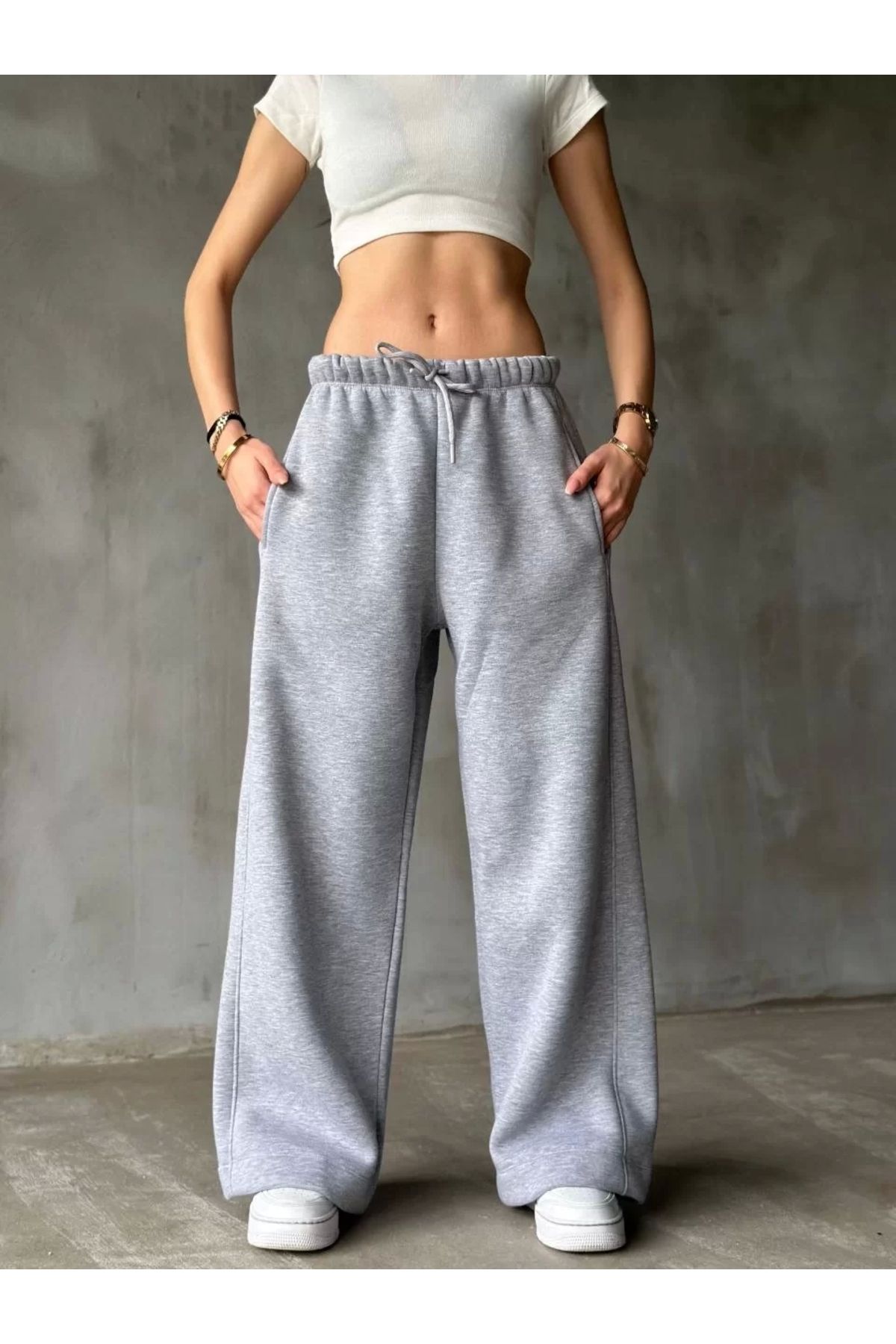 MODA CS Palazzo Bol Paça Eşofman Pantolon - gri