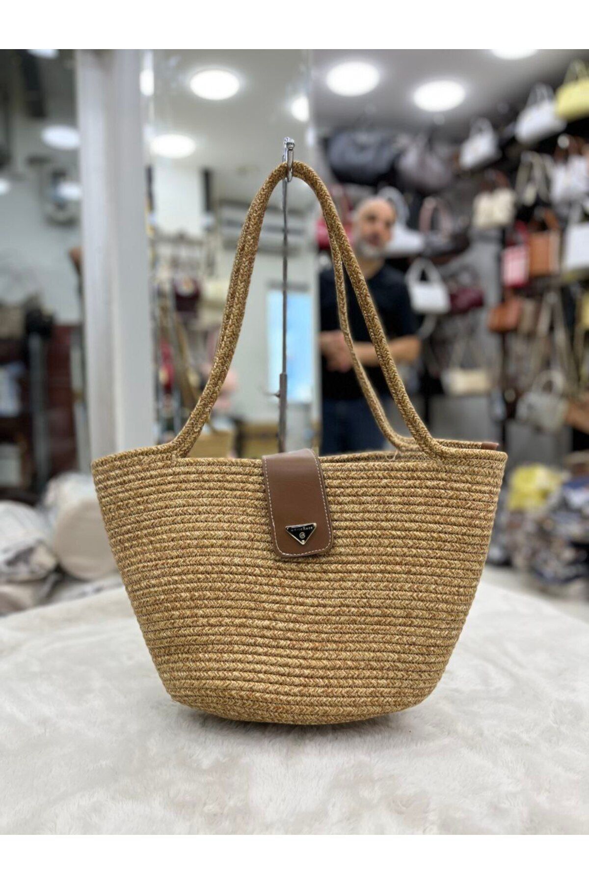 bynarincollection Günlük model hasır kol ve omuz çantası