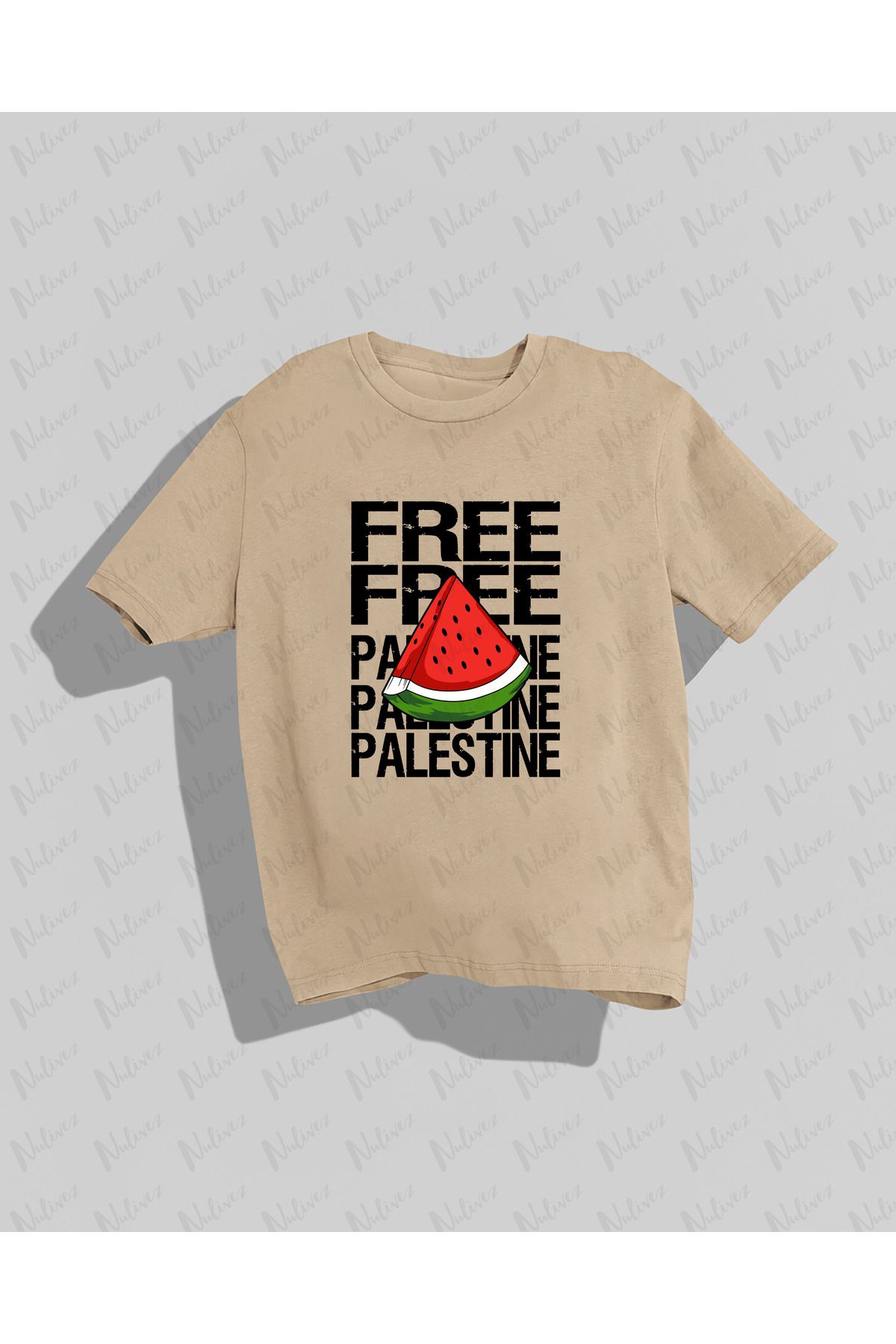 Nulivez Free Palestine Baskılı Yüksek Kalite Kompakt Unisex Oversize T-Shirt