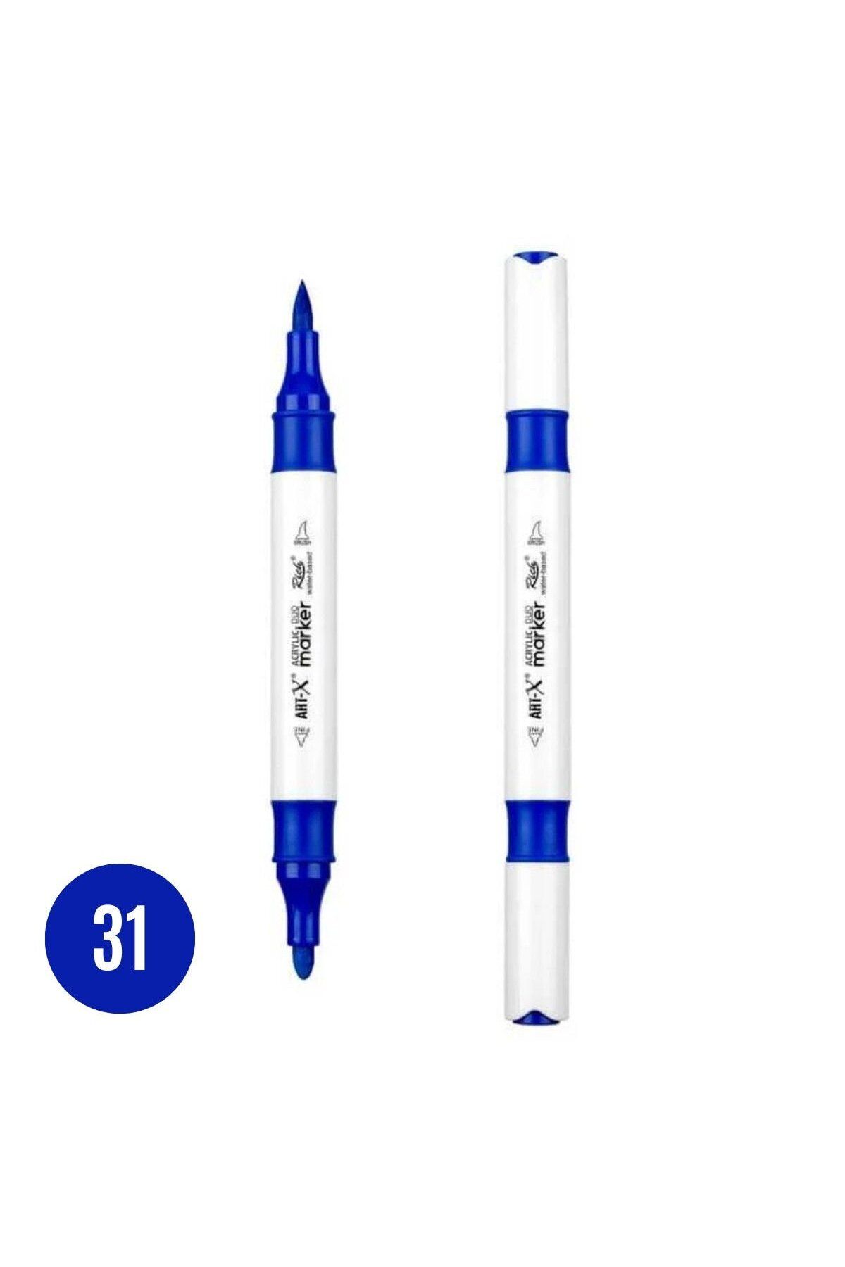 Art Tone ART-X Çift Fırça Uçlu Akrilik Bazlı Marker Kalem 31 Mavi