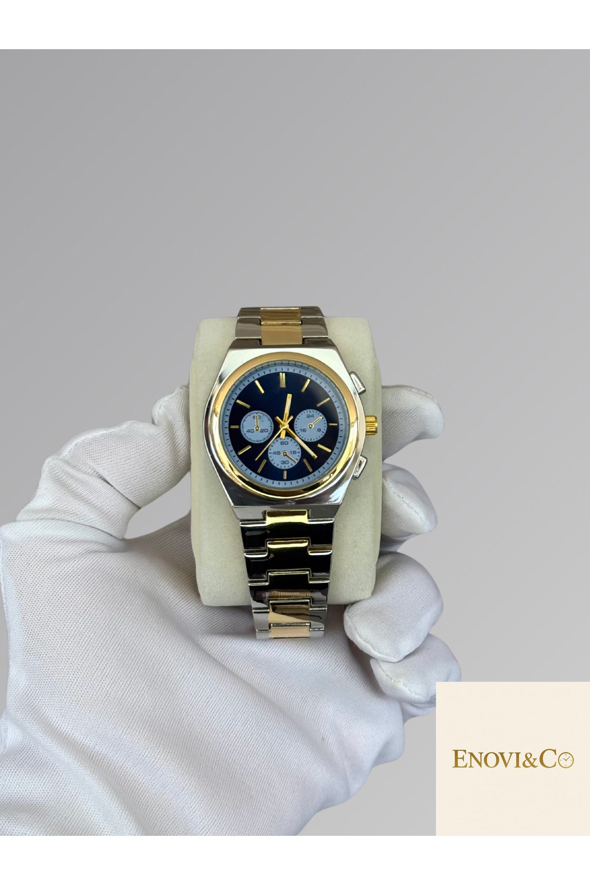 Marka Enovı&Co Yeni Sezon Gümüş - Gold Kordon Erkek Kol Saati Kutulu