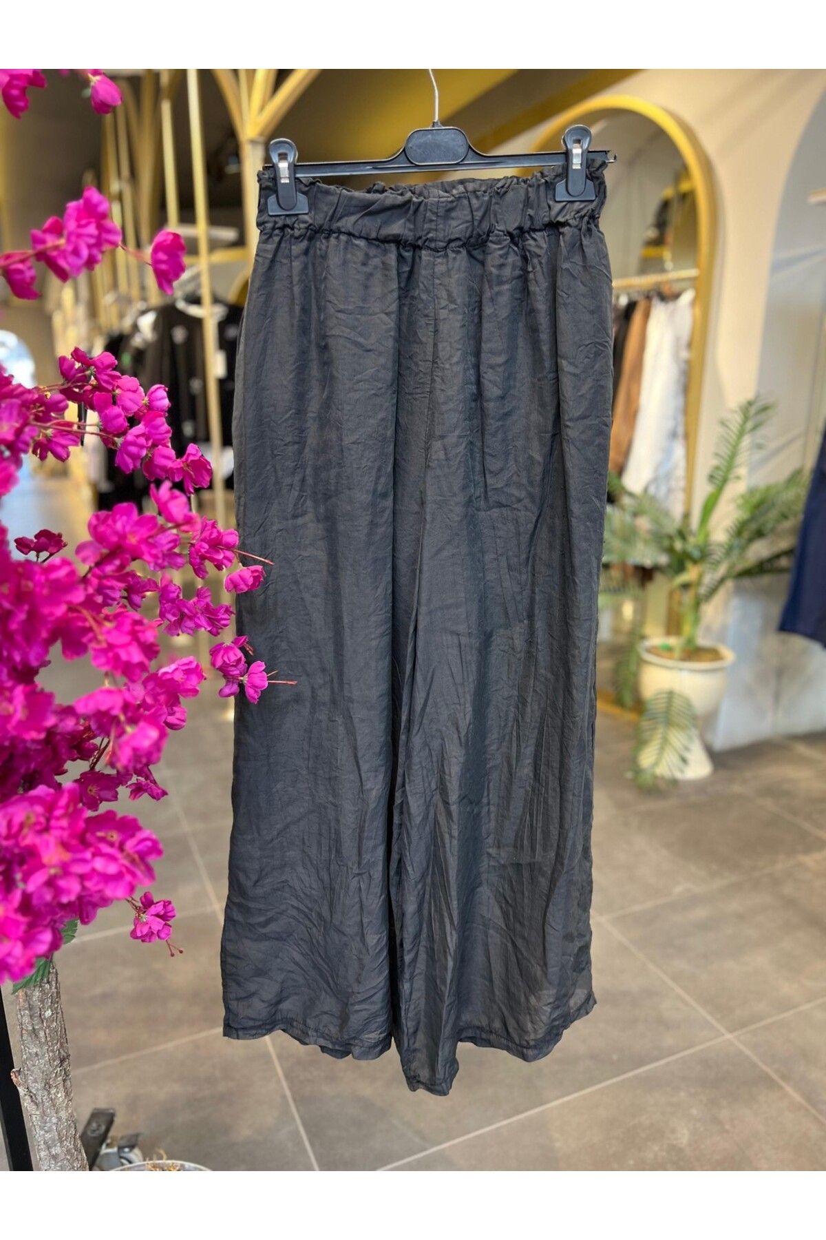 SERAP ESER EXCLUSIVE STYLE ELAN- PALAZZO TÜL SİYAH PANTOLON