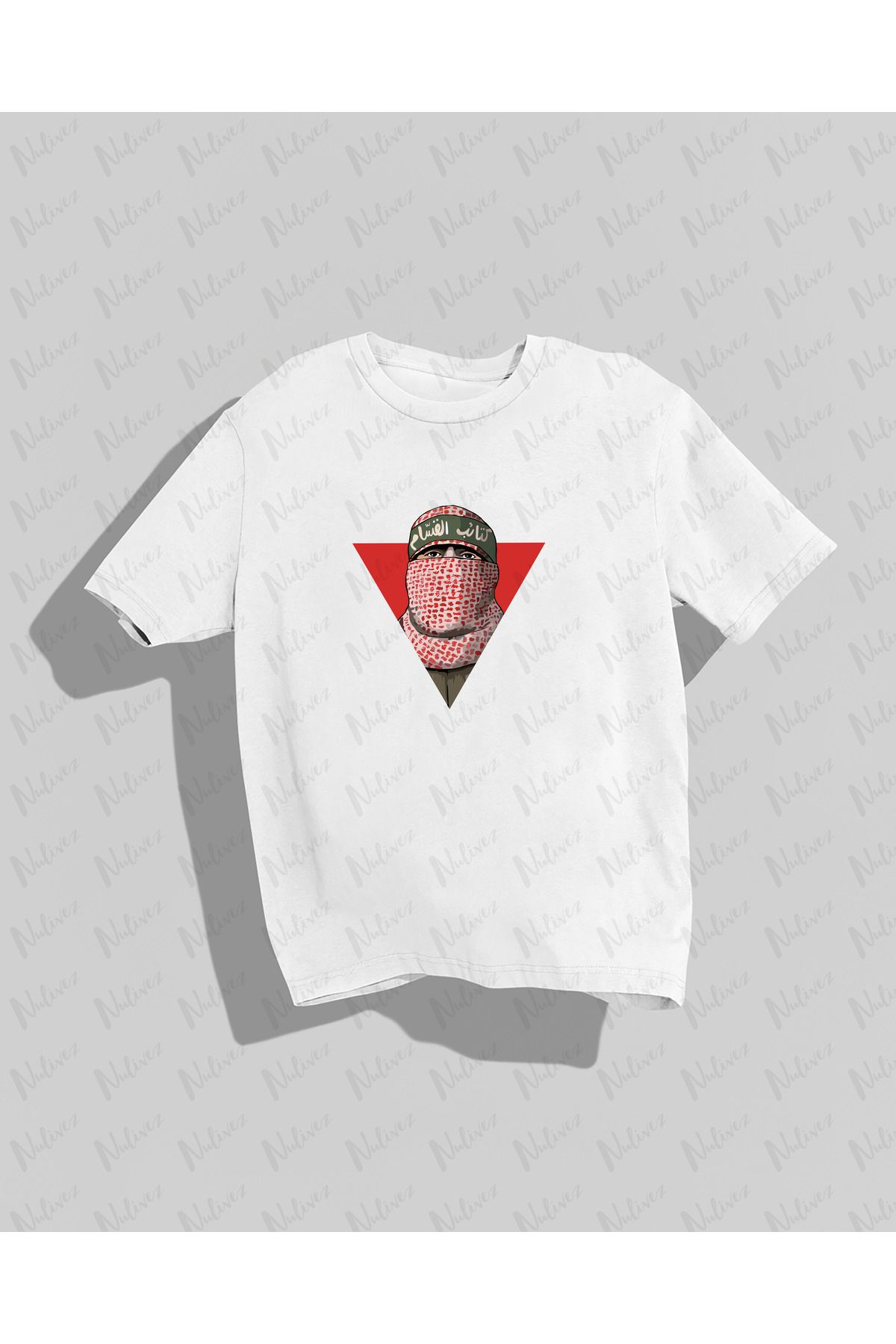 Nulivez Filistin - Abu Ubaida Tasarımı Baskılı Yüksek Kalite Kompakt Unisex Oversize T-Shirt