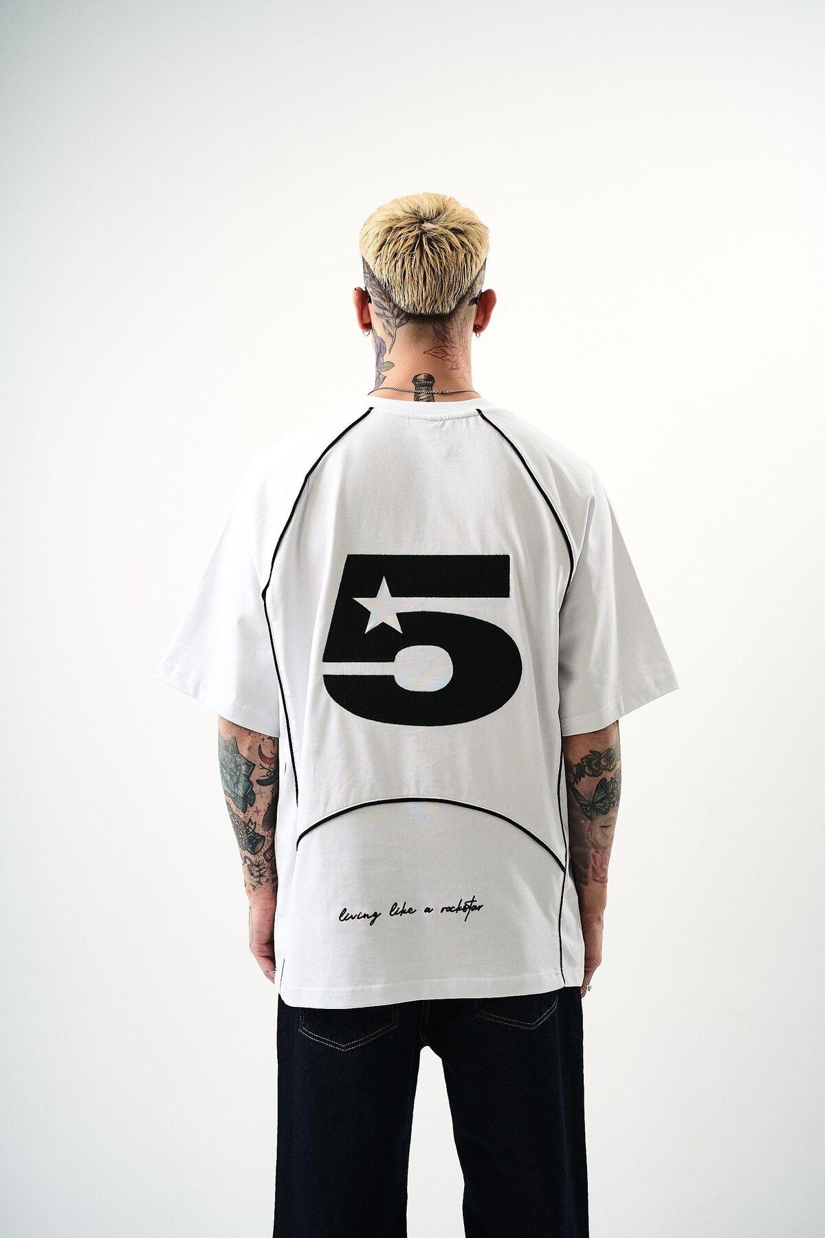 Respire Erkek Swag Nakışlı Oversize T-Shirt Beyaz