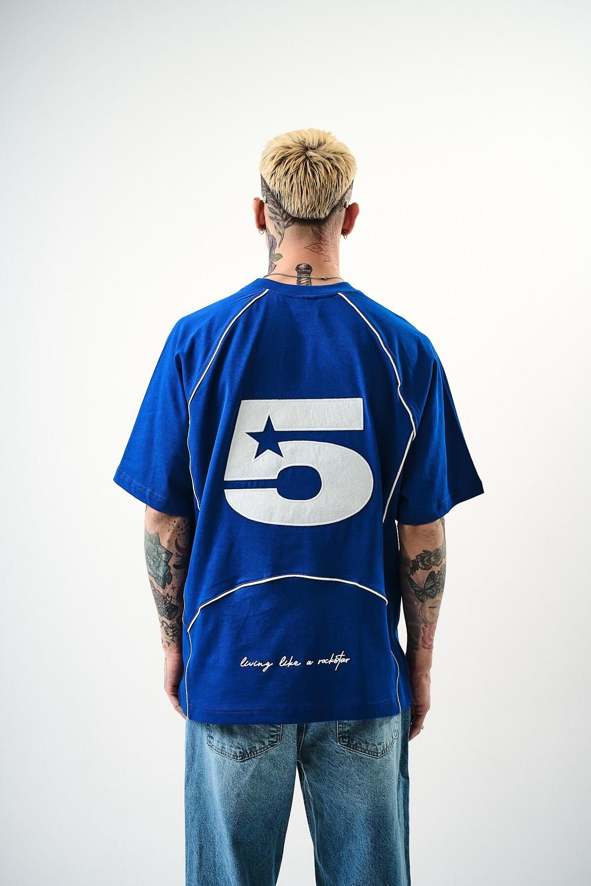 Respire Erkek Swag Nakışlı Oversize T-Shirt Saks