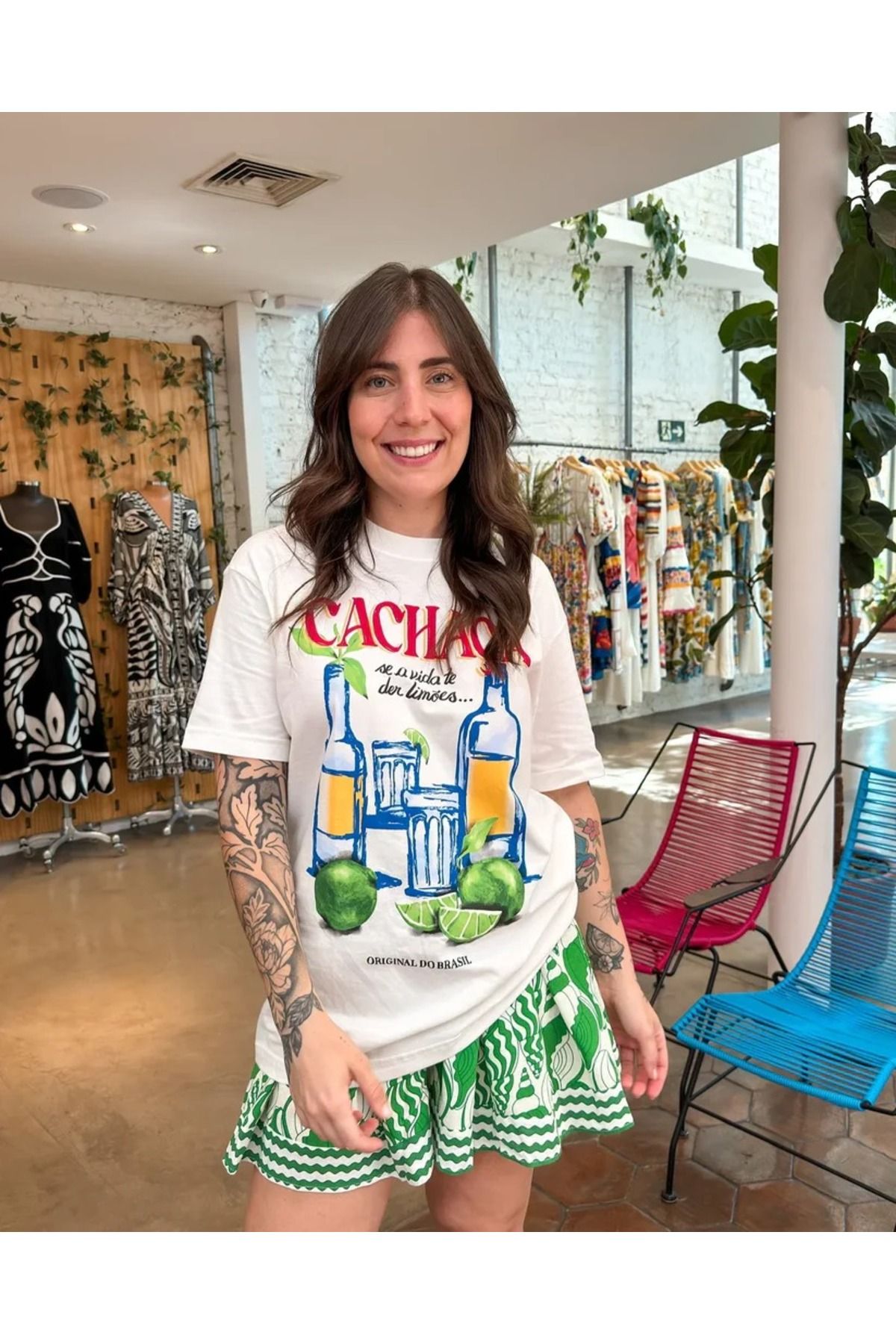 JANSO GROUP -KADIN PAMUKLU BASKILI ORIGINAL DO BRASIL KISA KOLLU TSHIRT OVERSİZE BÜYÜK BEDEN