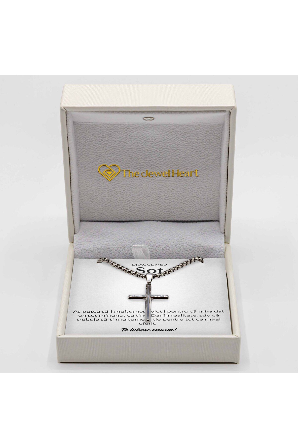 The Jewel Heart-Cross Necklace for Husband – 316L Stainless Steel, Gift Box Included 2