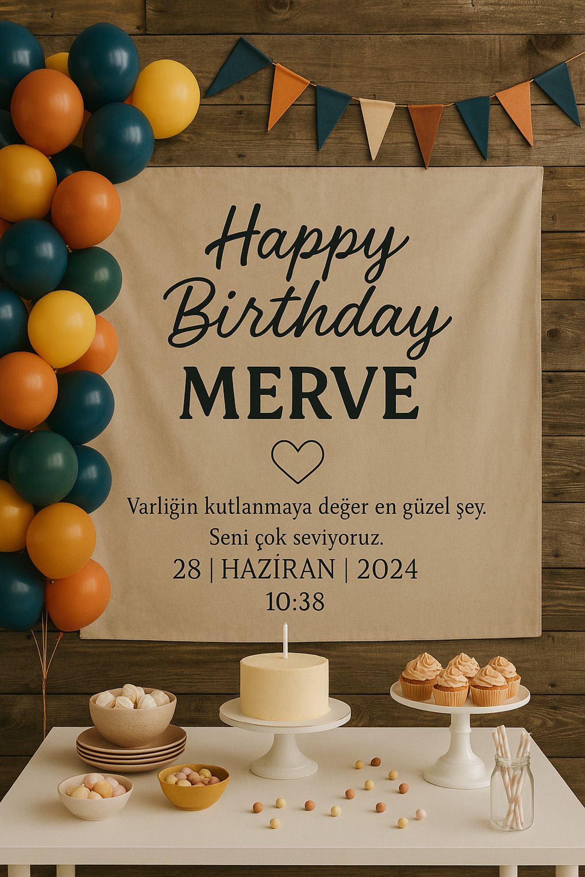 ALAMODECOR Kişiye Özel Doğum Günü Duvar Örtüsü 70x100