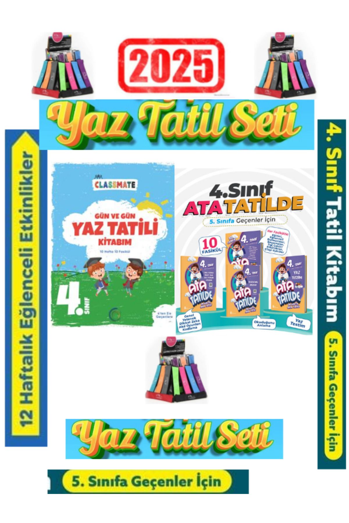Bilfen Yayıncılık Okyanus 4.Sınıf Yaz Tatil+Ata 4.Sınıf 10 Fasikül Yaz Tatil Seti+Kalemlik