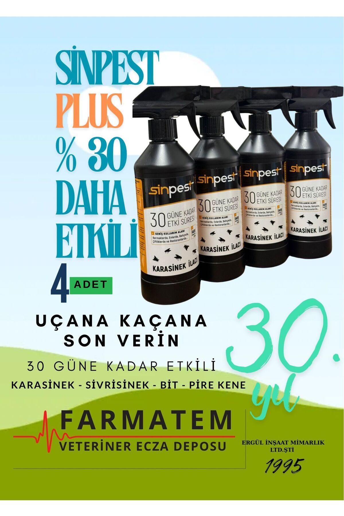 sinpestplus SİNPEST PLUS % 30 DAHA ETKİLİ 4 ADET 500ML