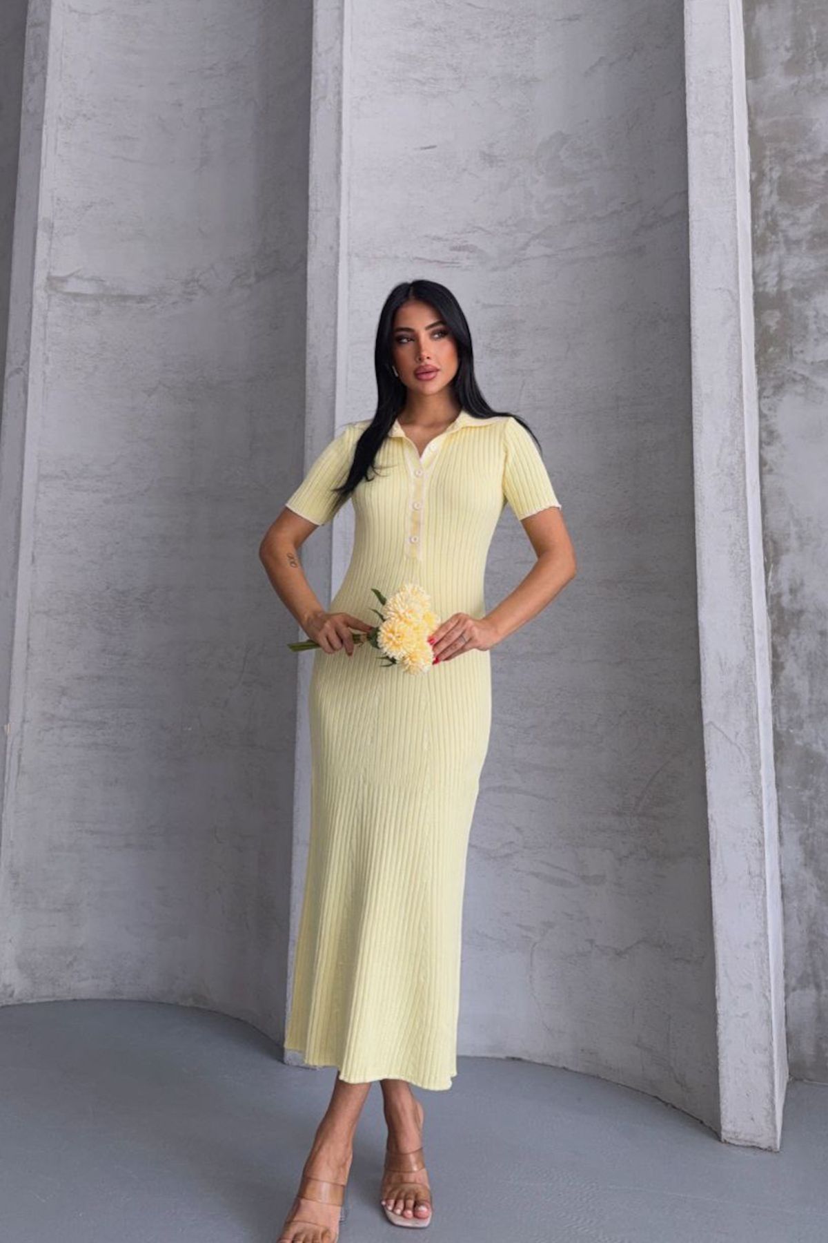 Noi Belis Maxi Boy Polo Yaka Kısa Kollu Elbise SS25EL0041