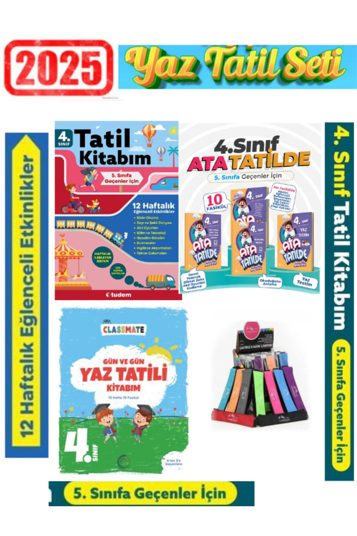 Bilfen Yayıncılık Tudem 4.Sınıf Yaz Tatil+Ata 4.Sınıf 10 Yaz Tatil+Okyanus 4.Sınıf Yaz Tatil Seti+Kalemlik
