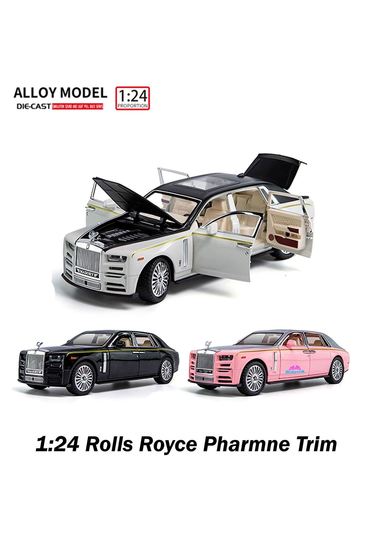 hediyecik 1:24 Rolls Royce Pharmne Trim Diecast Koleksiyon Metal Model Araba