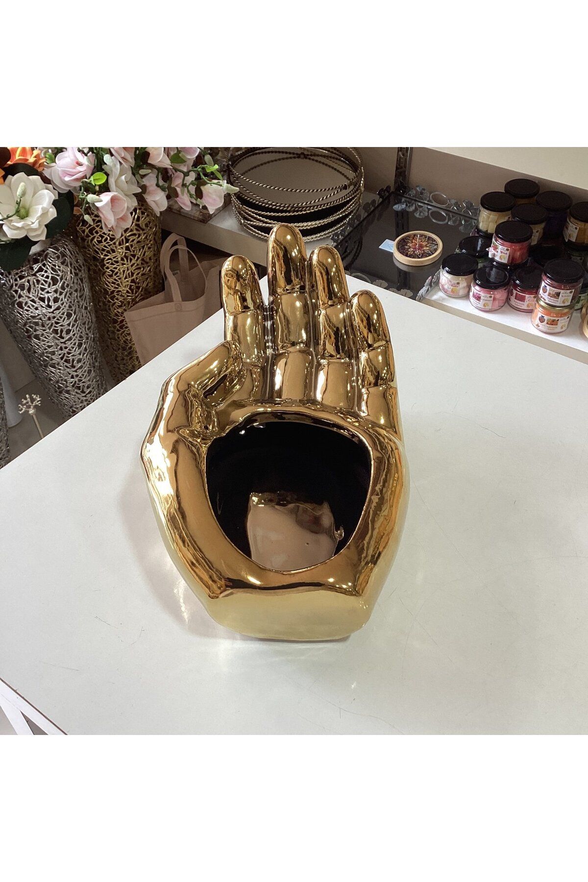 Gold home design Dekoratif Biblo El Seramik Gold Renk