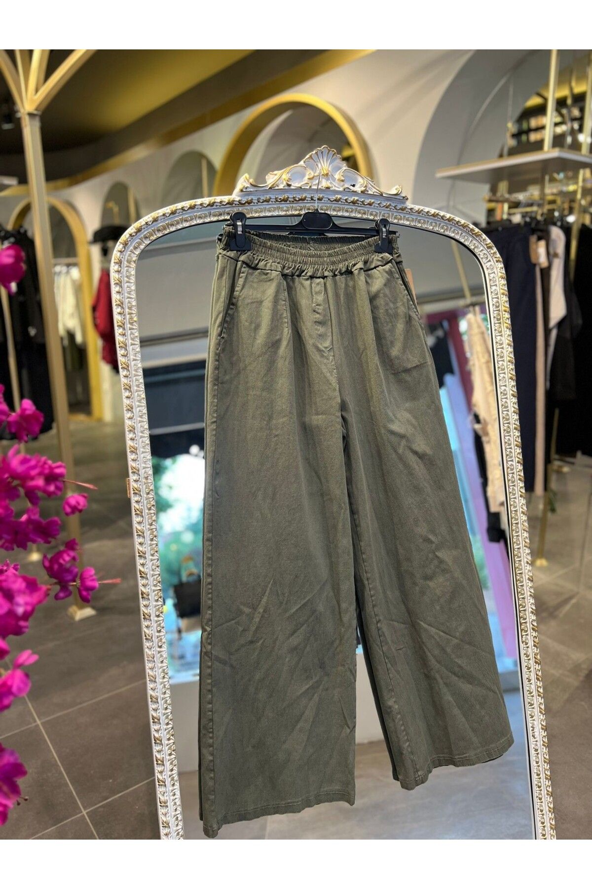 SERAP ESER EXCLUSIVE STYLE ELAN- İTHAL HAKİ PALAZZO PANTOLON