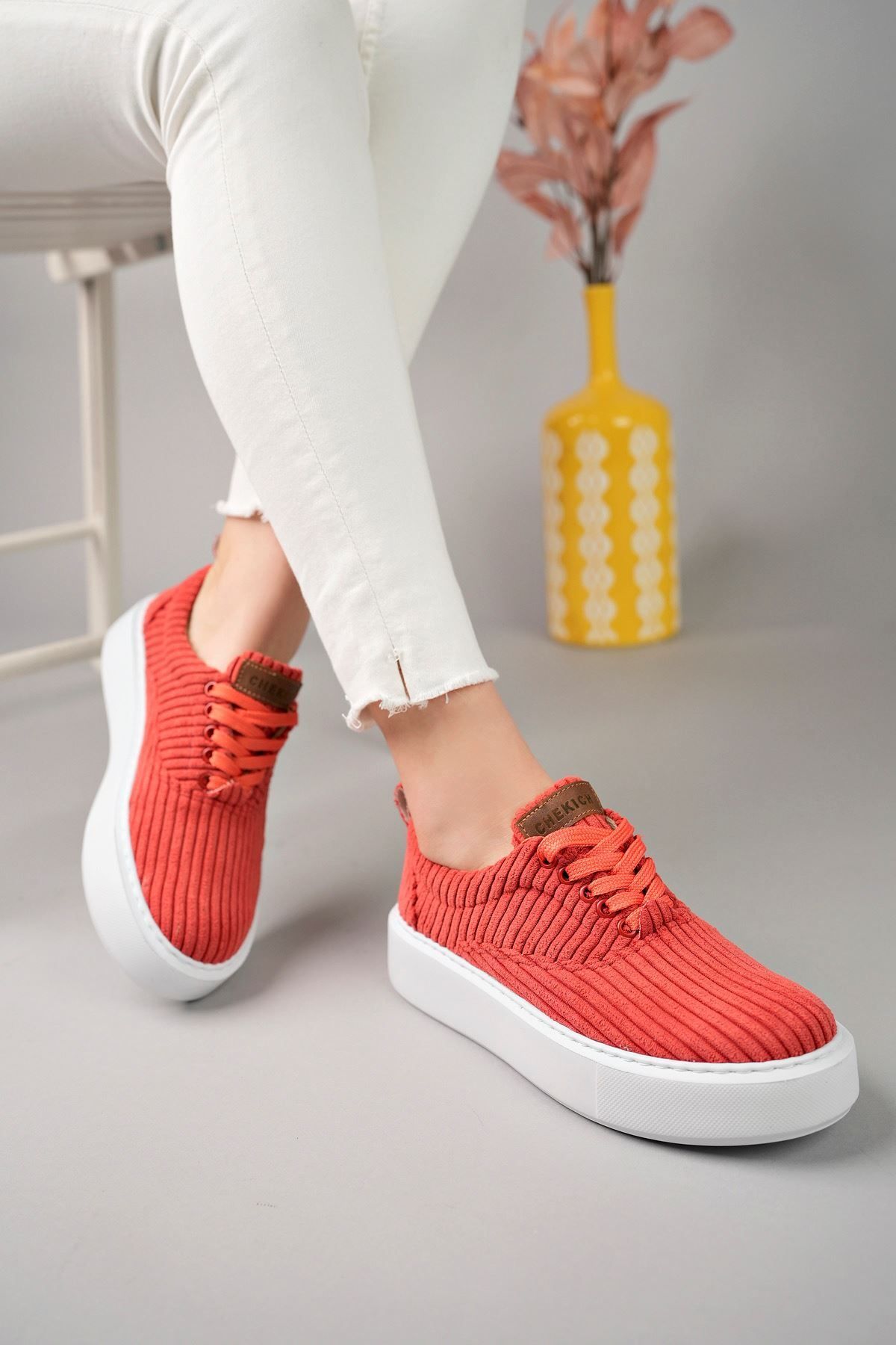 devrialemshoes CH173 KBT Velluto Kadın Ayakkabı KIRMIZI