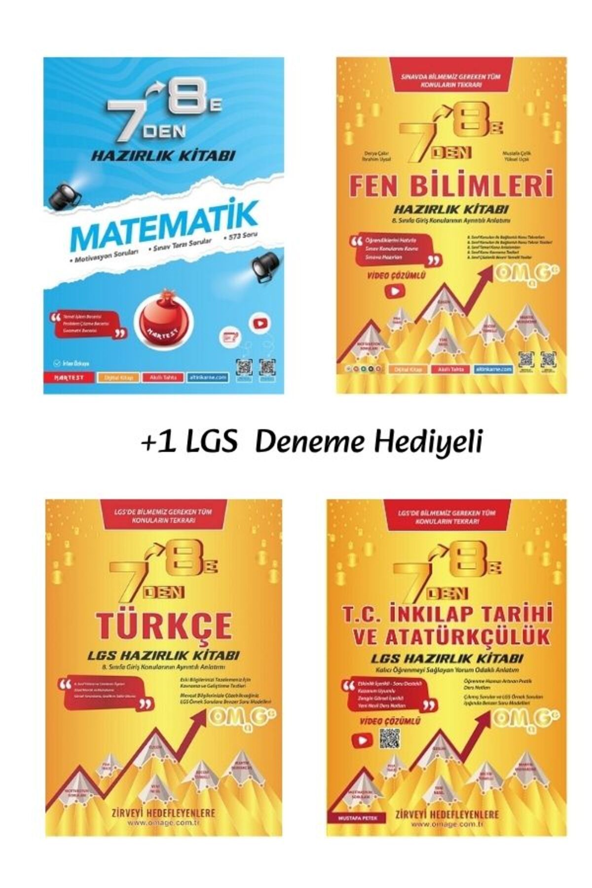 Nartest Yayınları Nartest 7 den 8 e Matematik, Fen, Türkçe, İnkılap Tarihi Kitapları (4 Kitap)+1 LGS Deneme Hediyeli