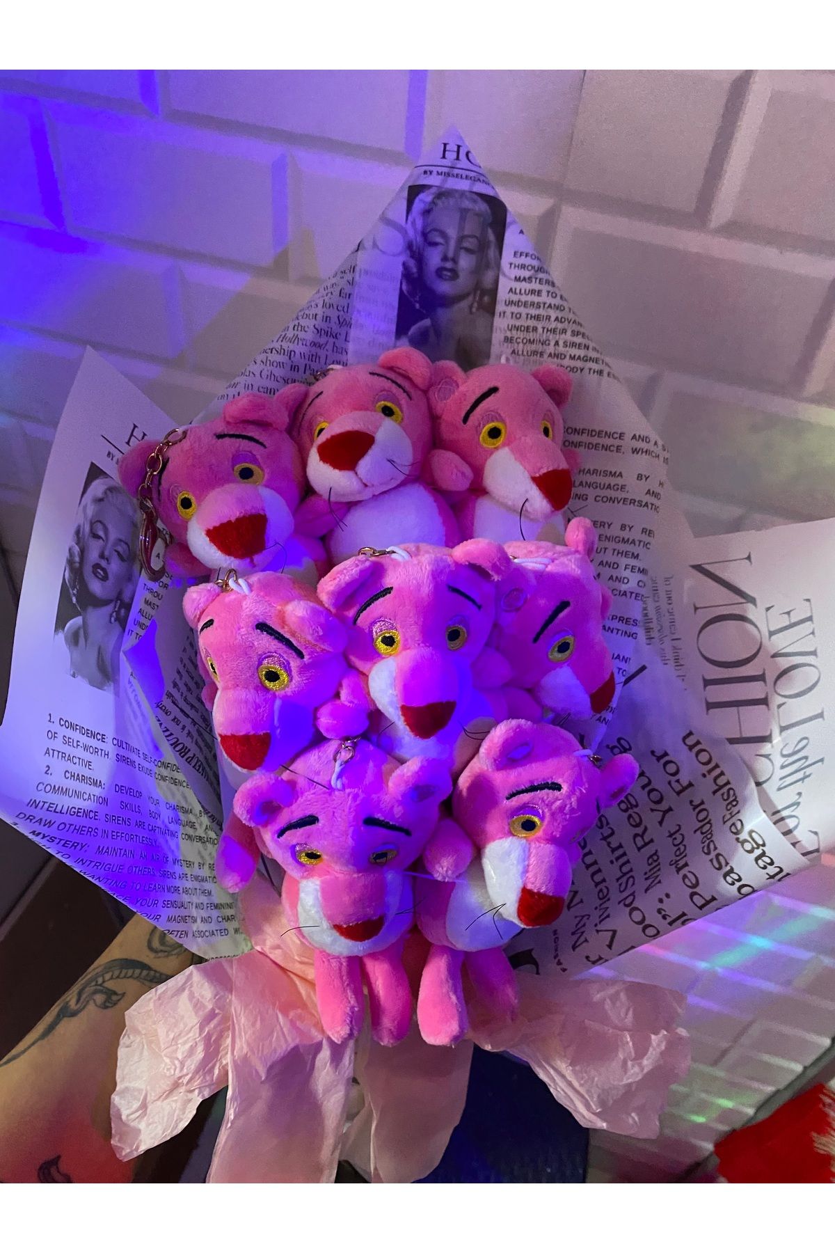 Store Pembe Panter Peluş Buketi Şık Trend