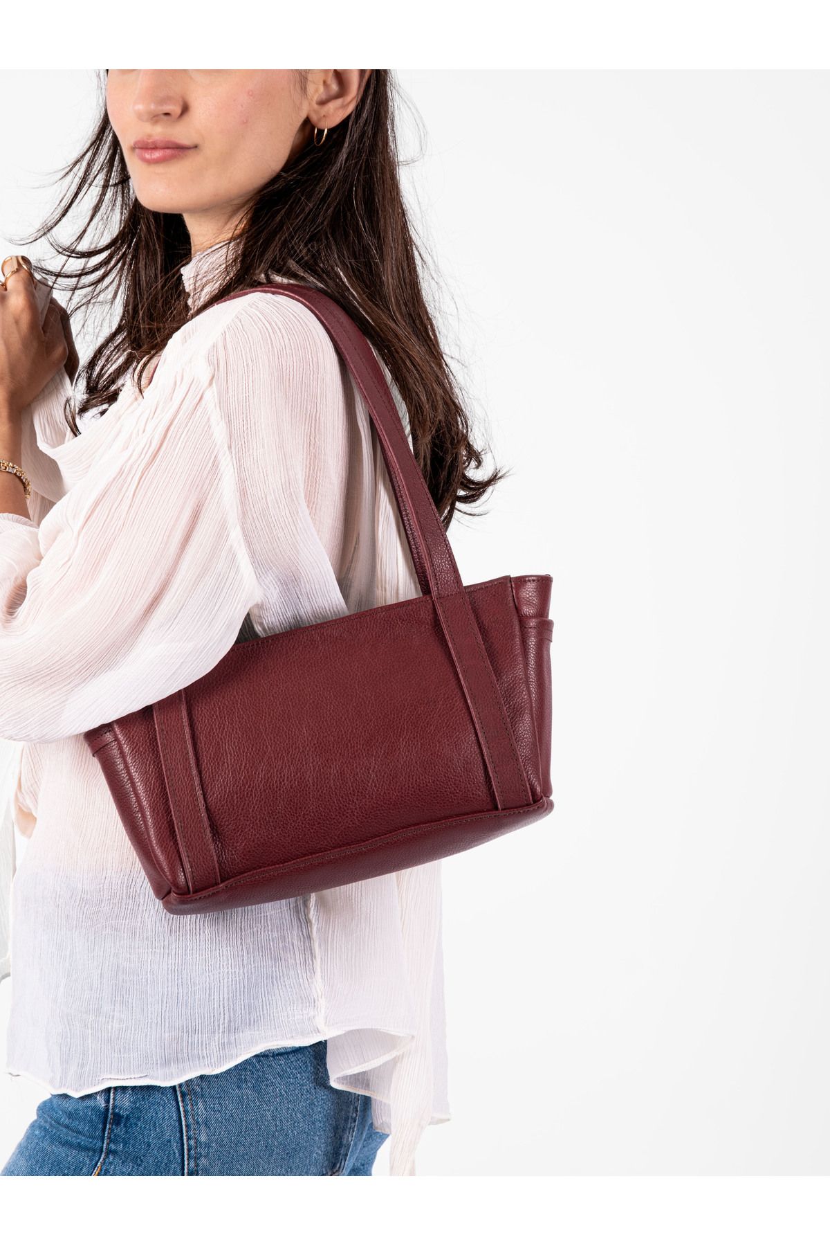 saraci leather craft Kadın Hakiki Deri Omuz Çantası Minimalist Tasarım, Ayarlanabilir Uzun Askılı, Yumuşak Deri