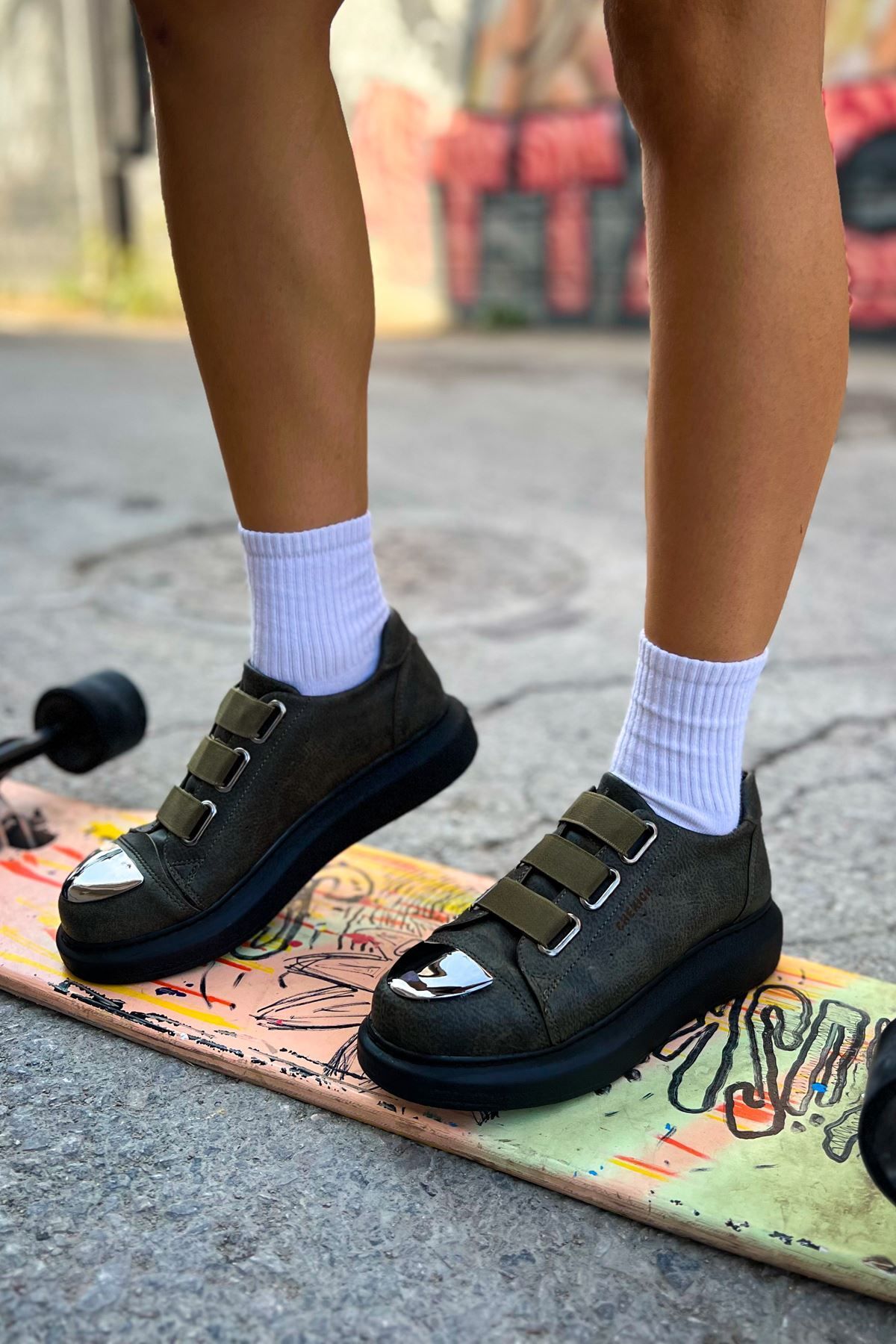 devrialemshoes CH251 CST Mirror Kadın Ayakkabı HAKI