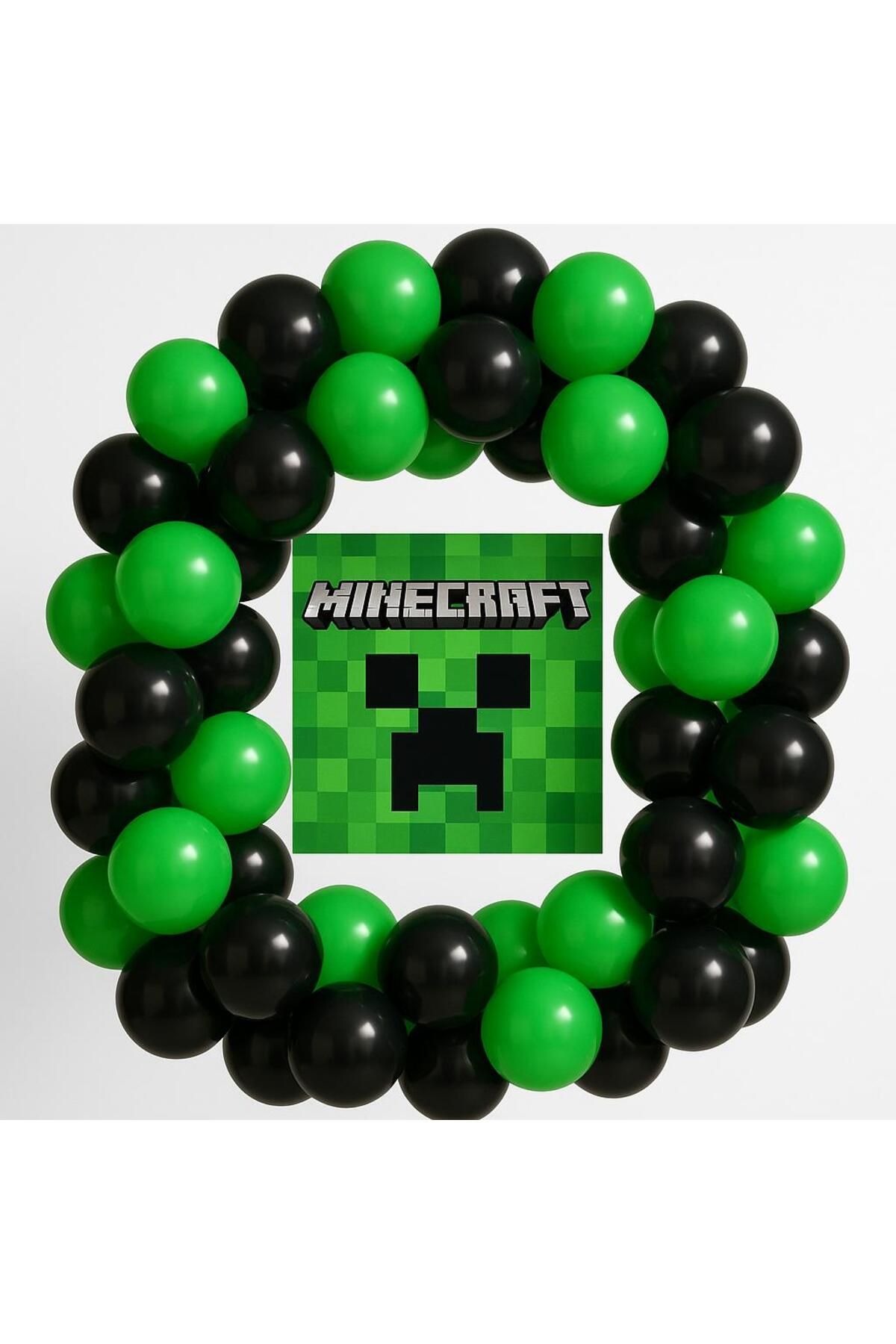 partyrüyası 40 Adet Mınecraft Balon Ve Balon Zinciri Mınecraft Konsept Balon Yeşil Kahverengi Balon Ve Zinciri