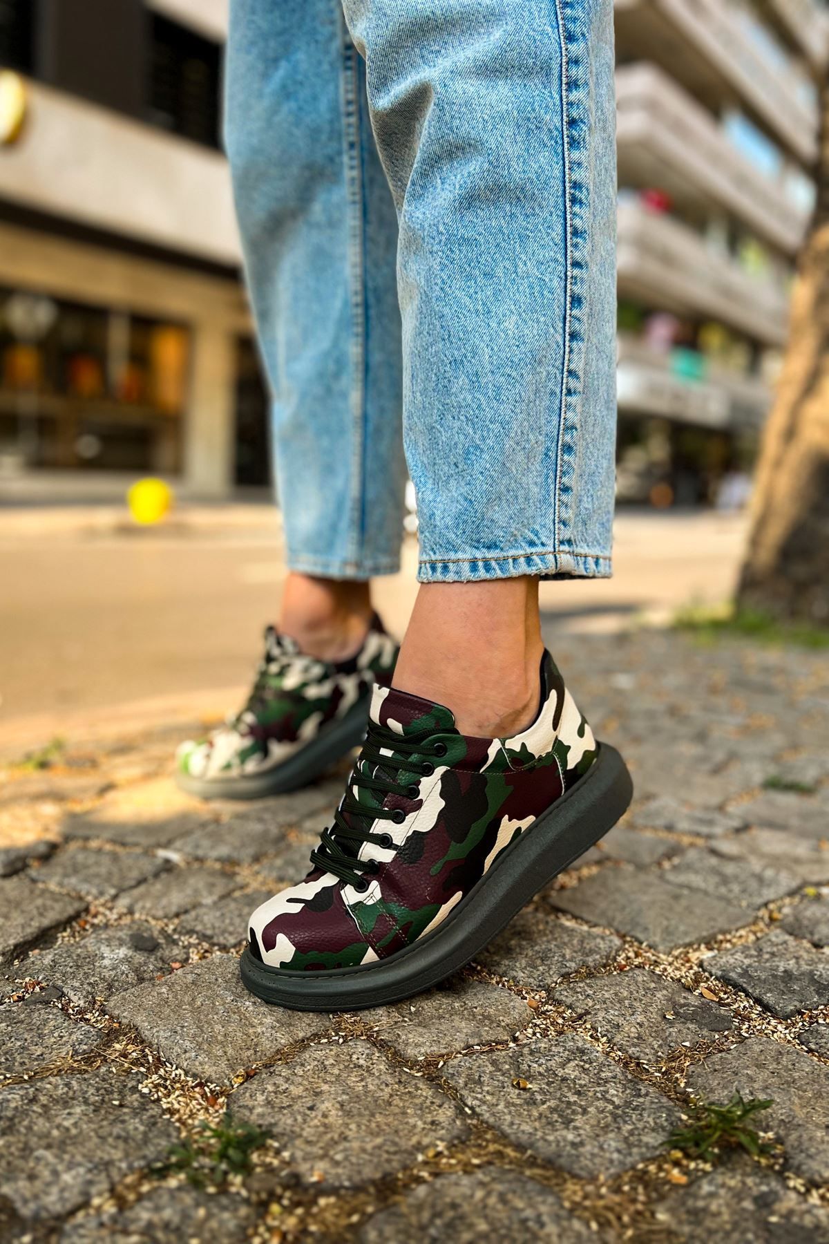 devrialemshoes CH252 RRT Printed Erkek Ayakkabı 306 YESIL KAMUFLAJ
