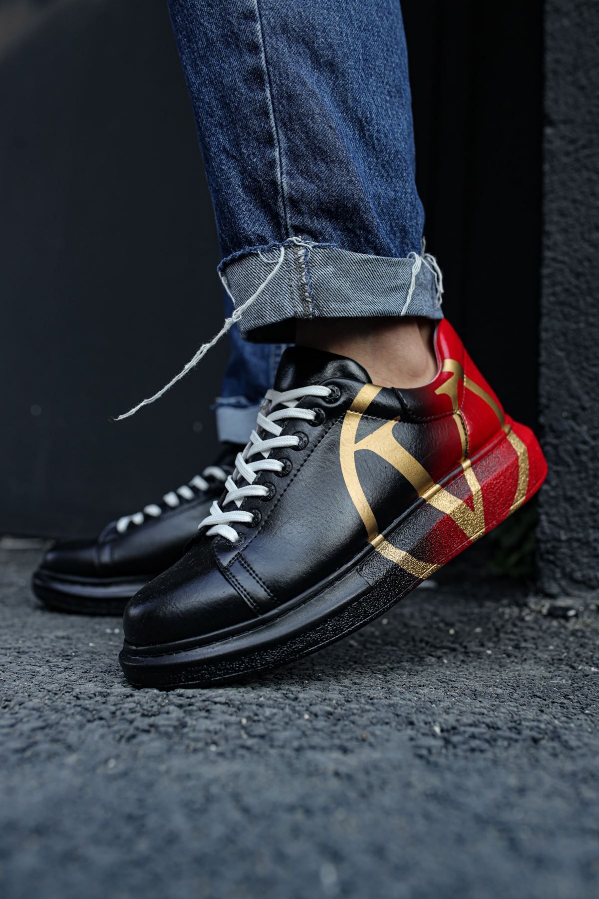 devrialemshoes CH254 CBT Pittura Erkek Ayakkabı 411 V SIYAH / KIRMIZI