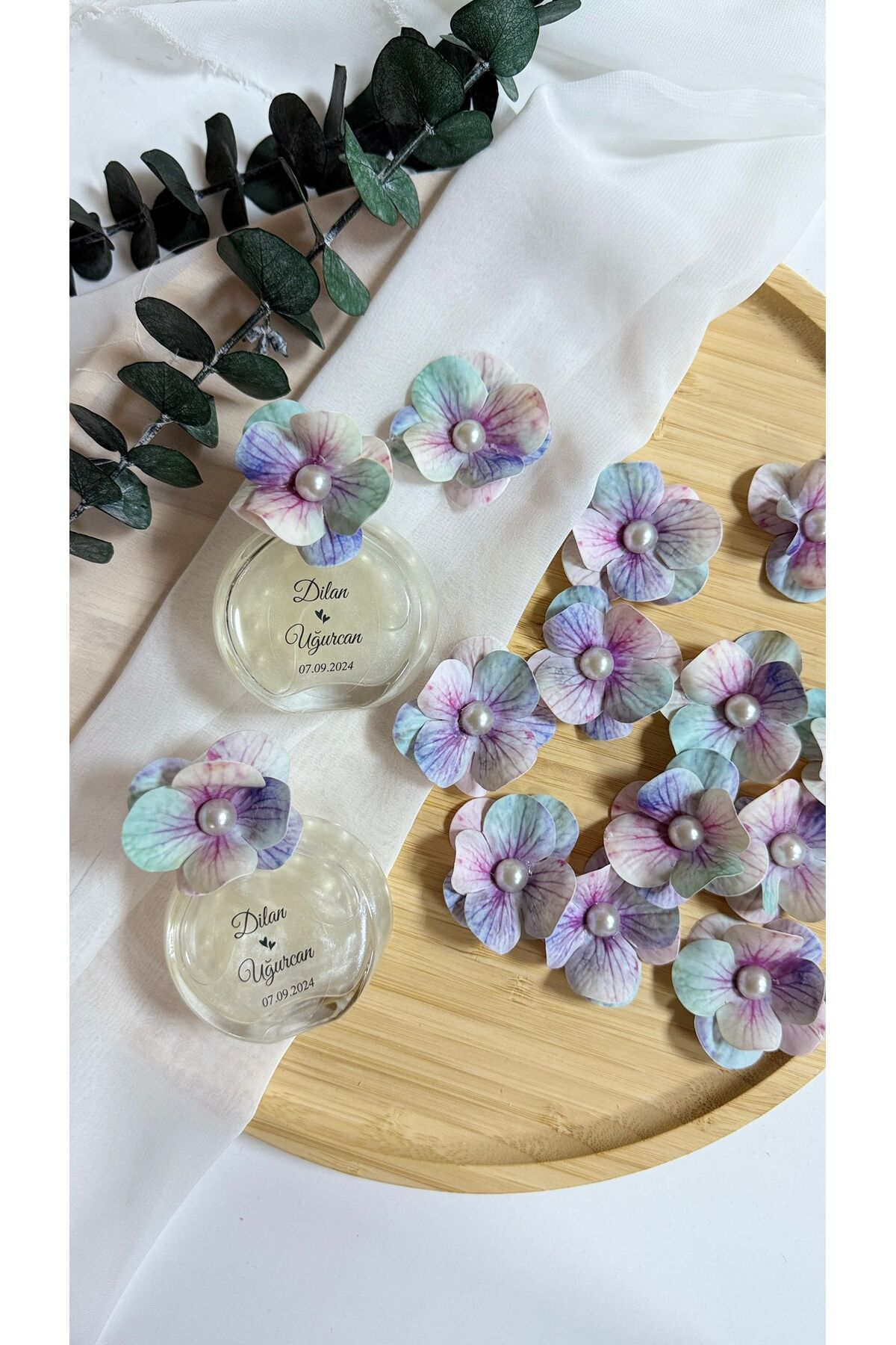 LAYLAEVENTS İncili Islak Ortanca yapay Hazır Çiçek -20li paket-YEŞİL EBRULİ