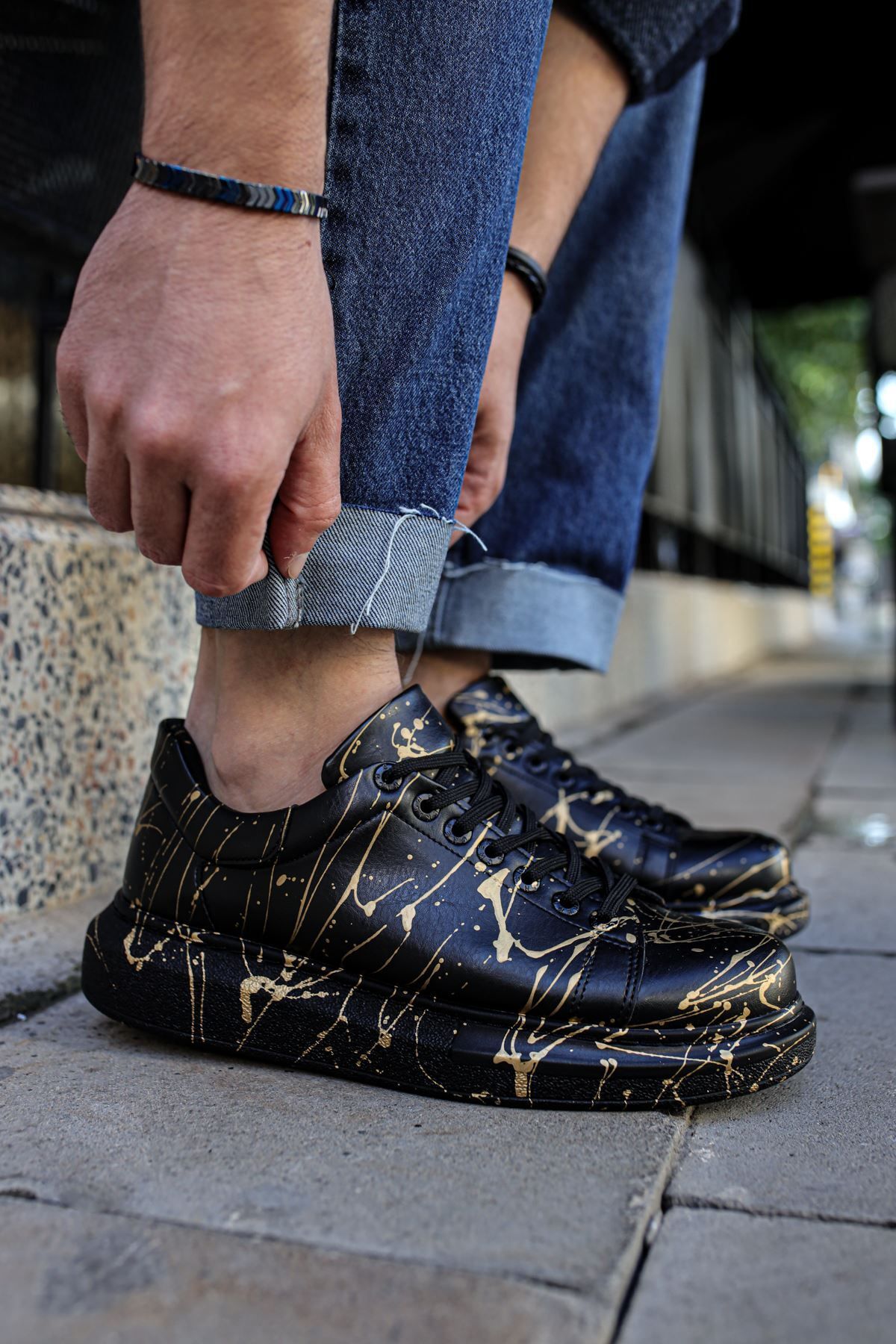 devrialemshoes CH254 CST Pittura Erkek Ayakkabı 473 ALTIN SPLUSH