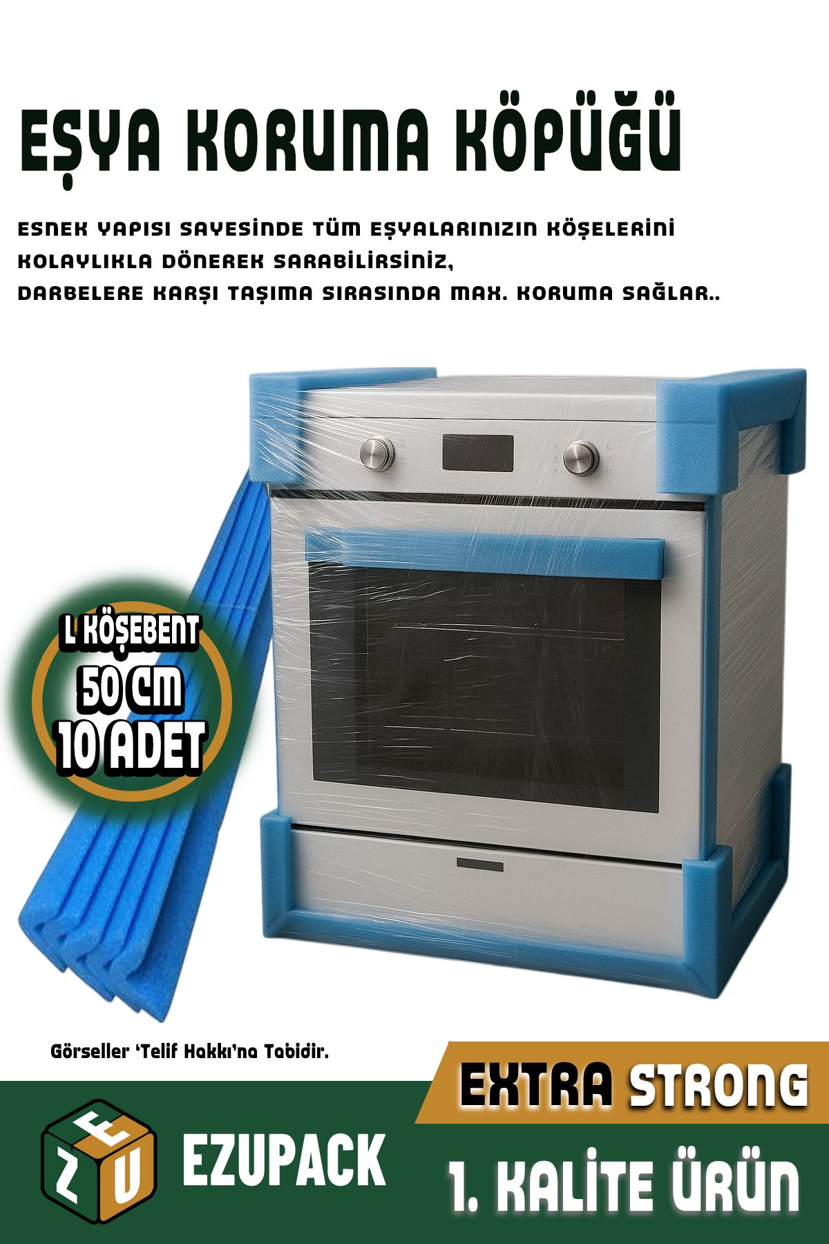 ASTOR AMBALAJ 10 Adet 50cm Eşya Mobilya Köşe Koruma Köpüğü Ambalaj Taşıma Taşınma Kolisi Köşebent Malzemesi
