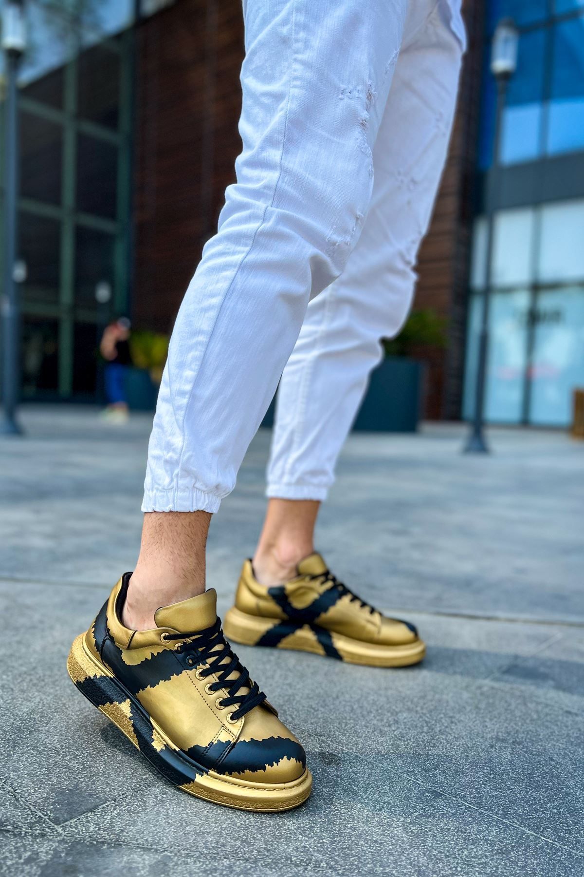devrialemshoes CH254 CST Pittura Erkek Ayakkabı 549 GOLD SIYAH X