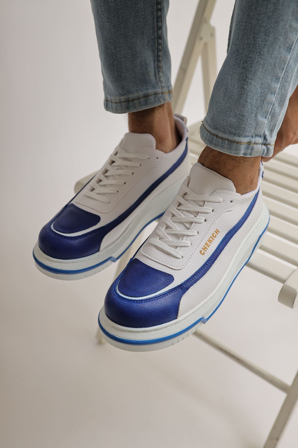 devrialemshoes CH241 CBT Signature Line Up Erkek Ayakkabı SAX MAVI/BEYAZ