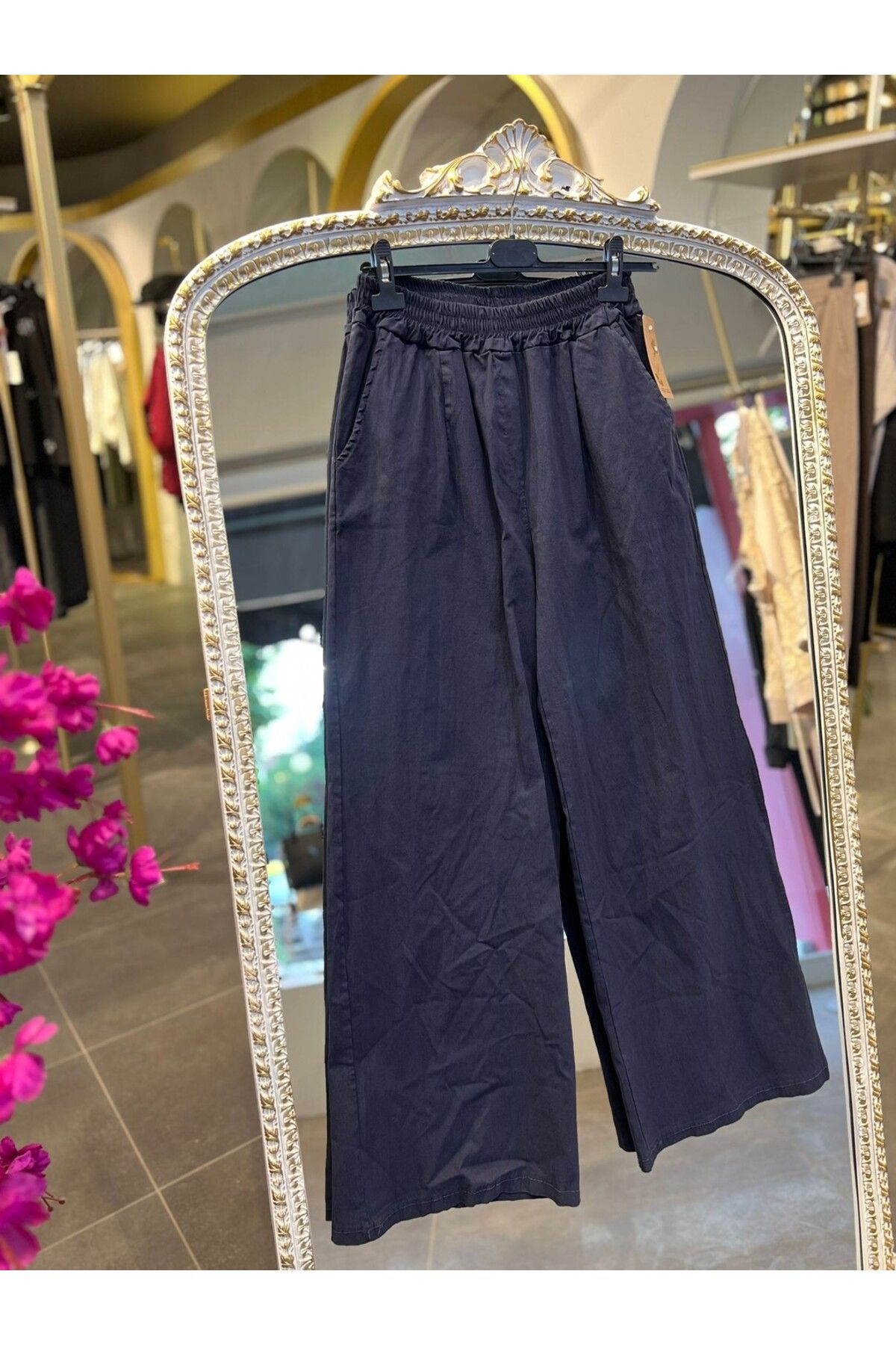 SERAP ESER EXCLUSIVE STYLE ELAN- İTHAL LACİVERT PALAZZO PANTOLON