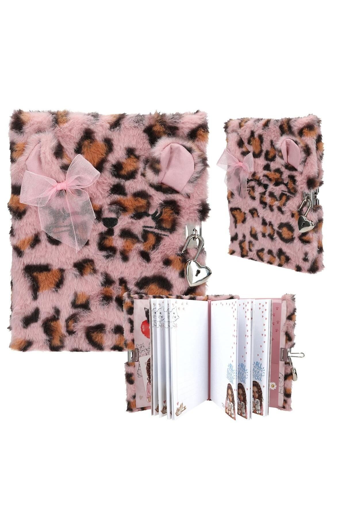 Top Model Kilitli Günlük Pembe Peluş Kedi