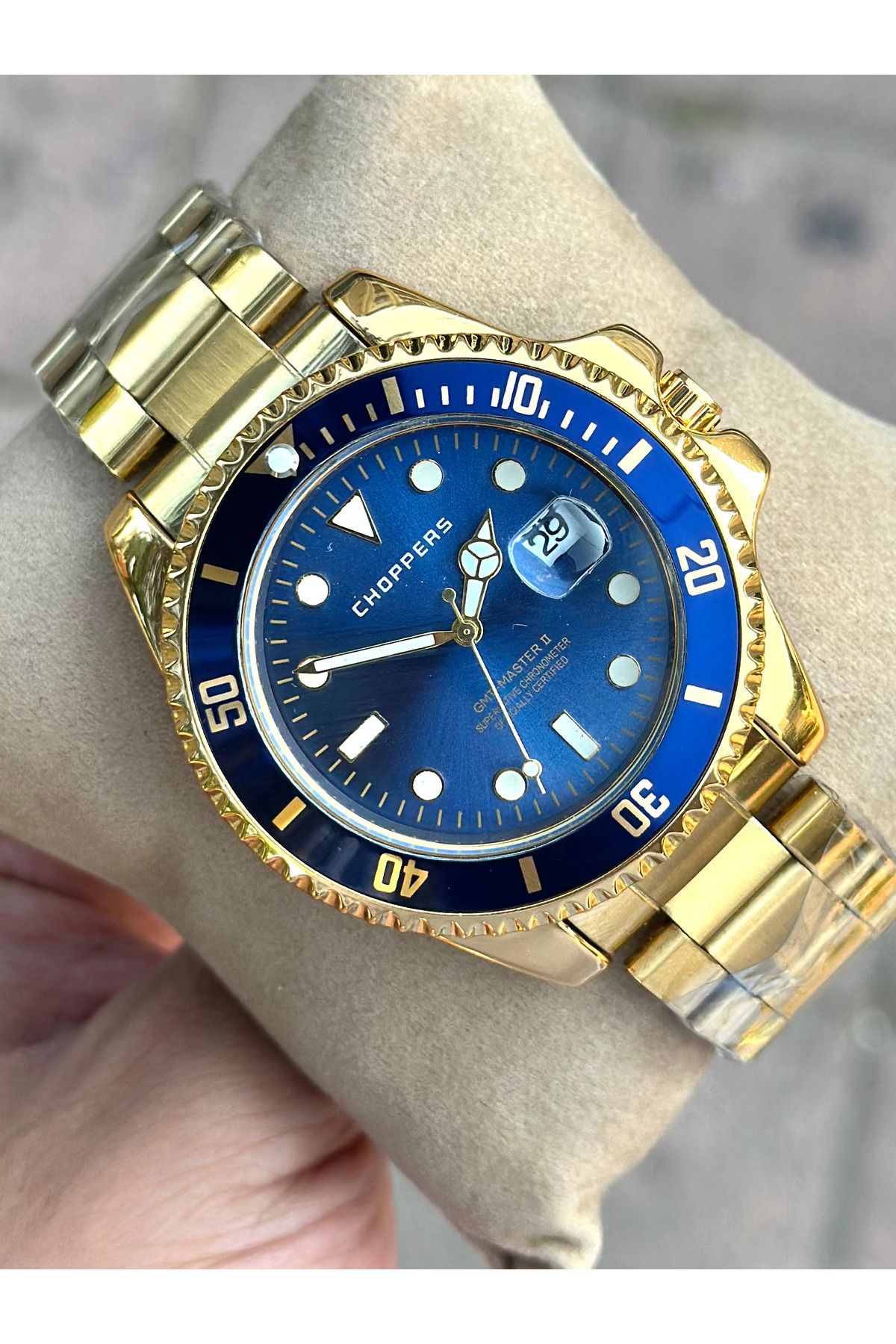 pierrose Gold Çelik Kordon Lacivert Kadran Takvimli Erkek Kol Saati