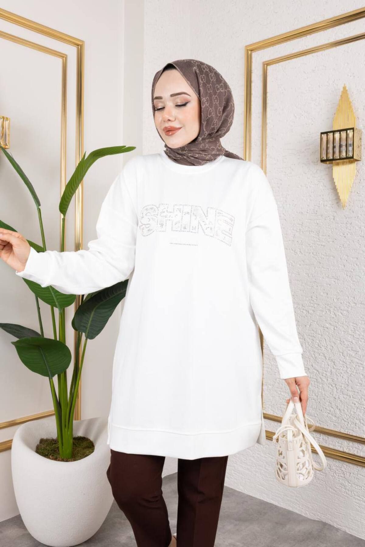 Yağmur Shine Yazılı Kadın Tunik